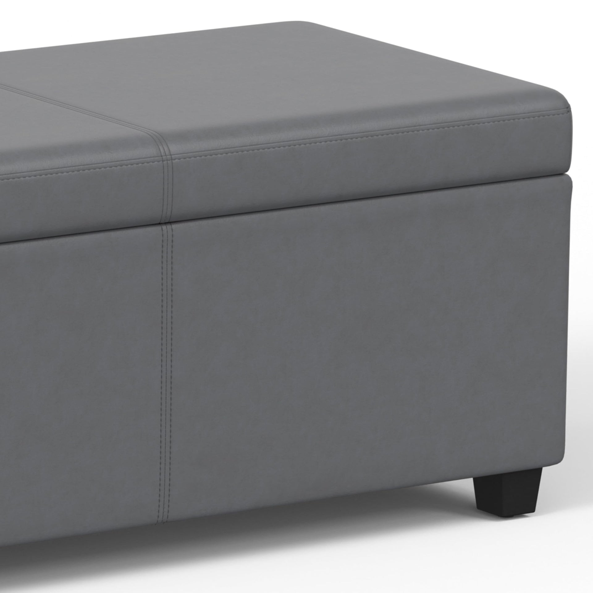 Avalon 54" Wide Vegan Leather Storage Ottoman in Stone Grey