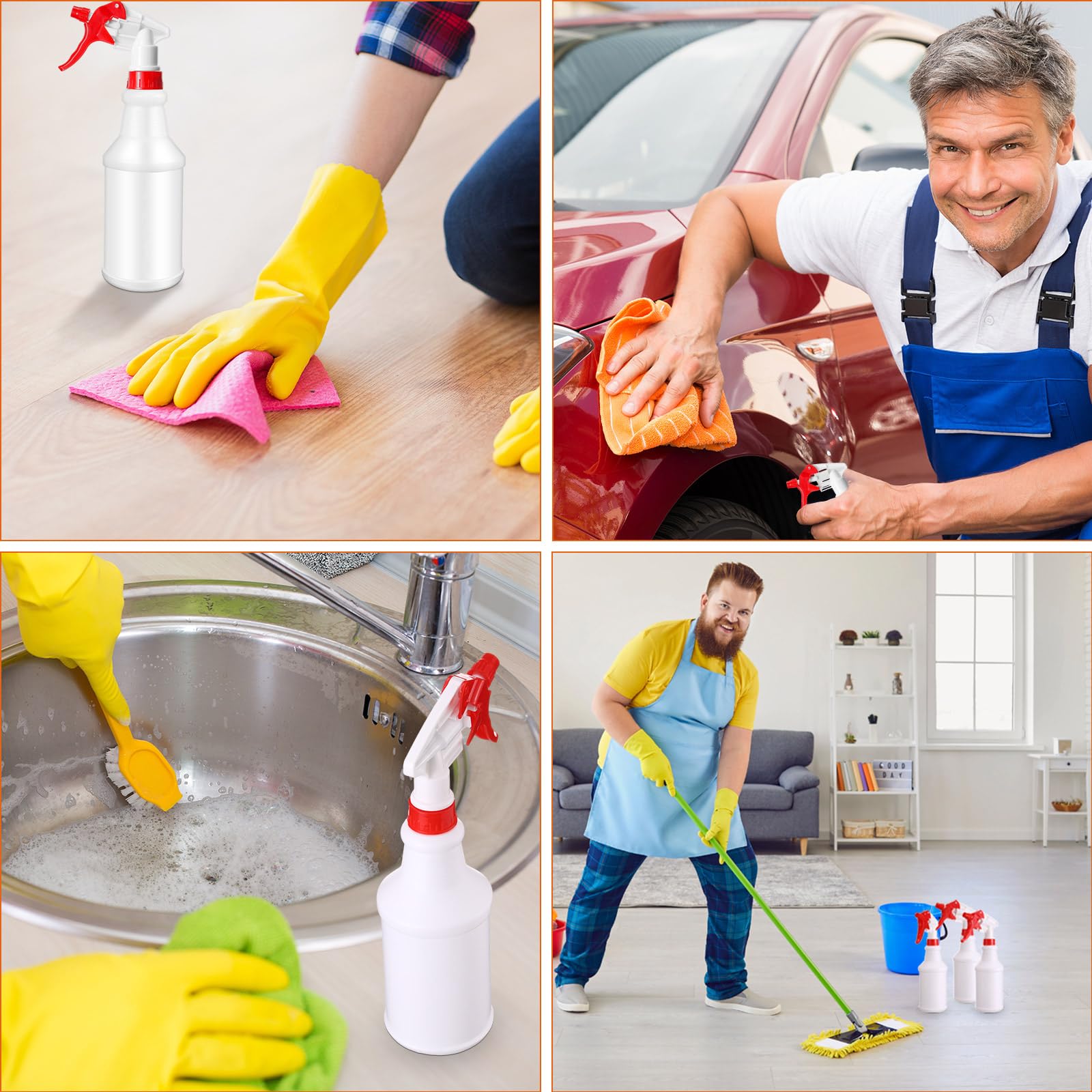 12 Pcs 16 Oz Plastic Spray Bottle