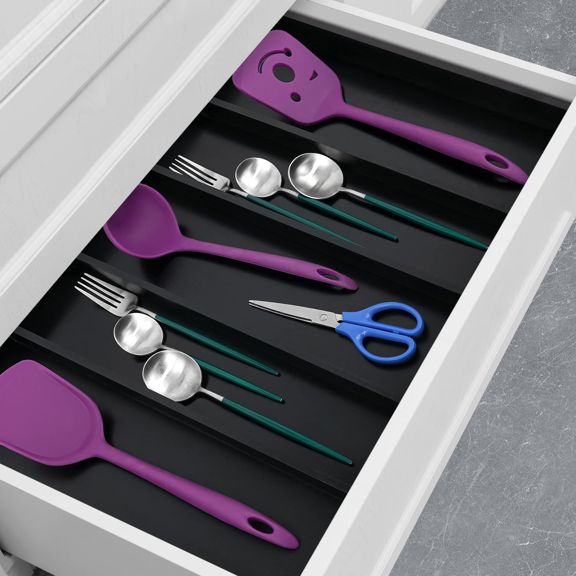Bamboo Drawer Organizer Kitchen Utensils