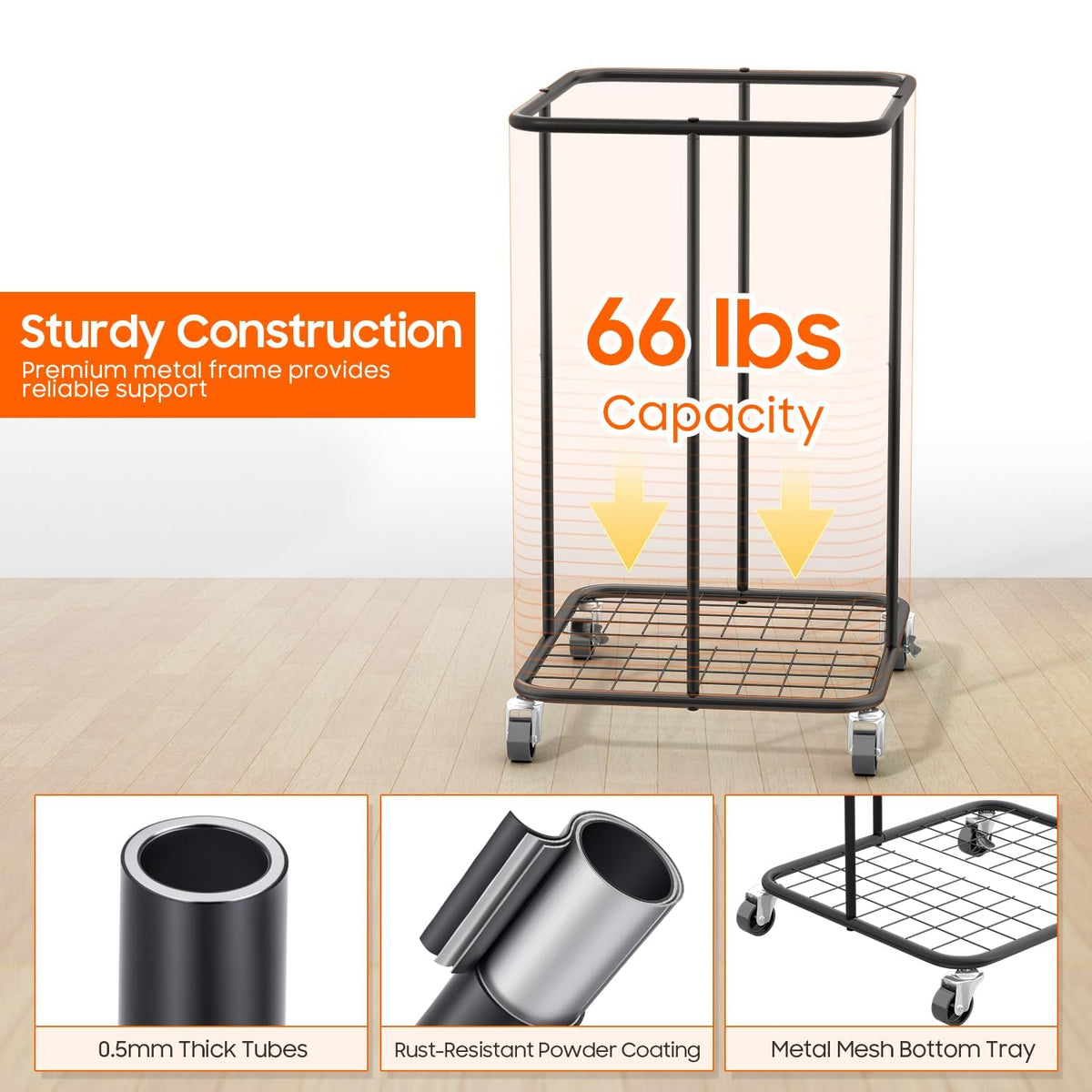 160L Laundry Hamper with Lid & Wheels
