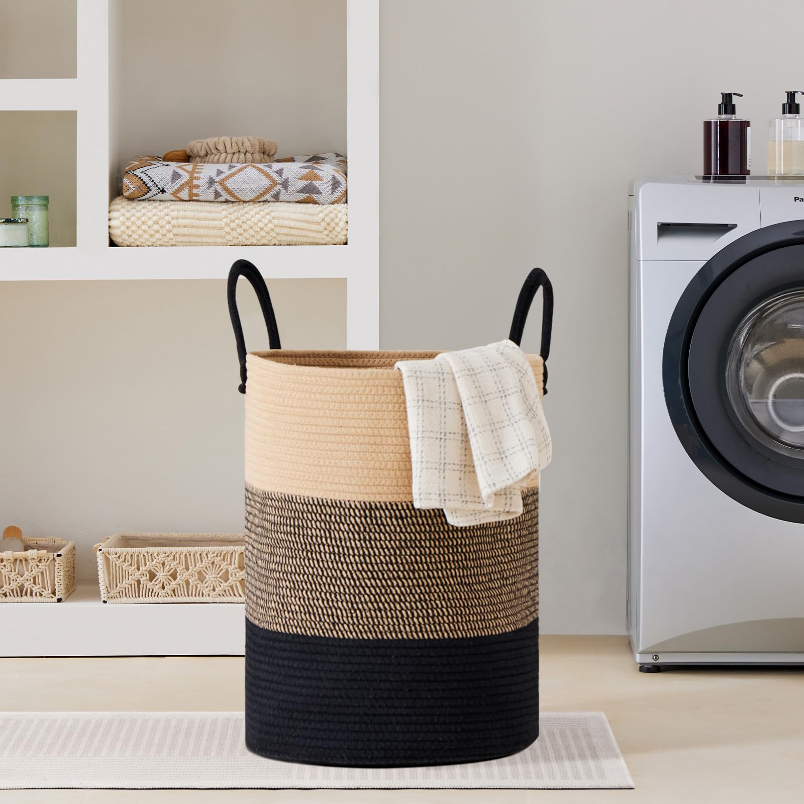 100L Extra Large Woven Laundry Basket Hamper