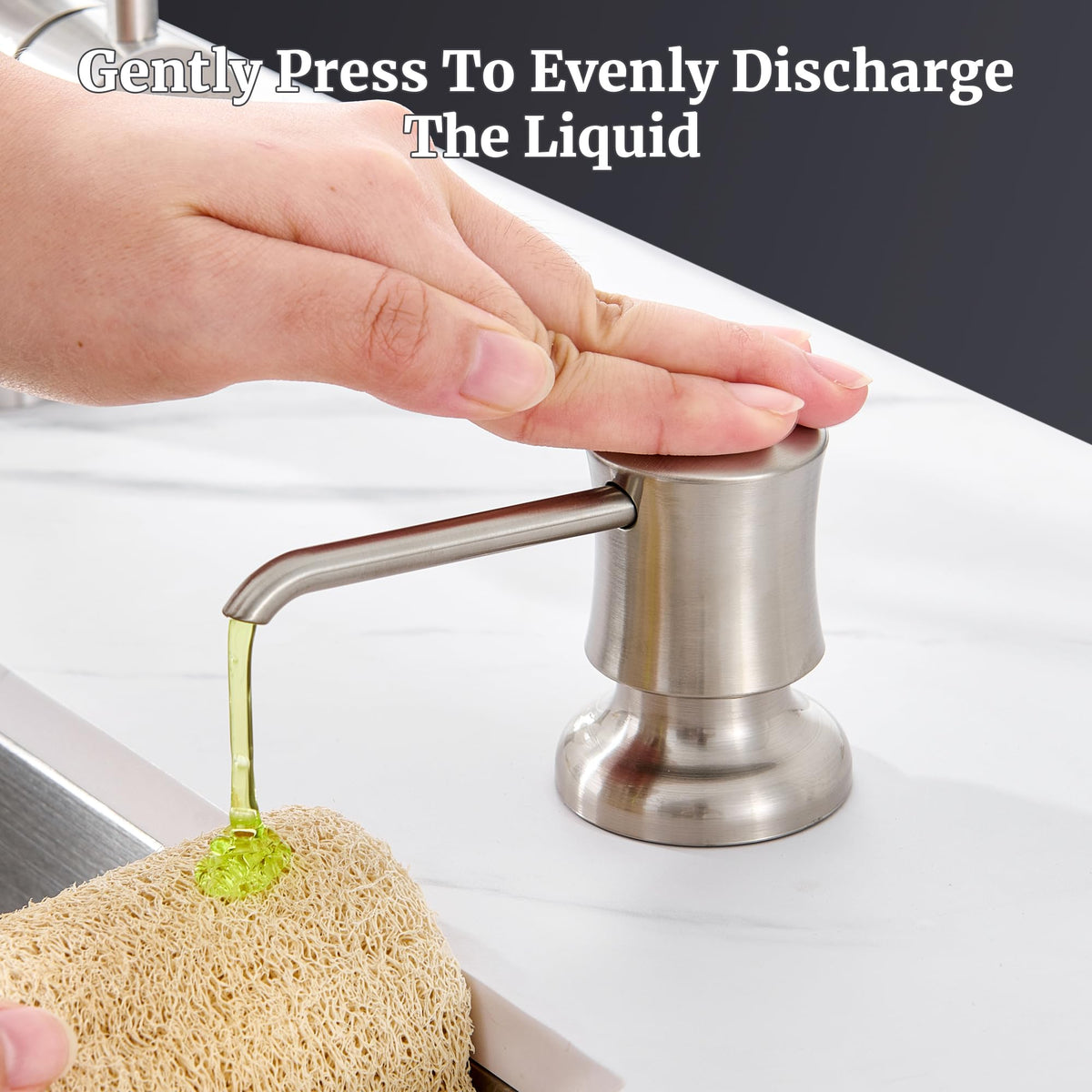 Sink Soap Dispenser for Kitchen Sink Brushed Nickel Upgrade with 40" Silicone Extension Tube Kit