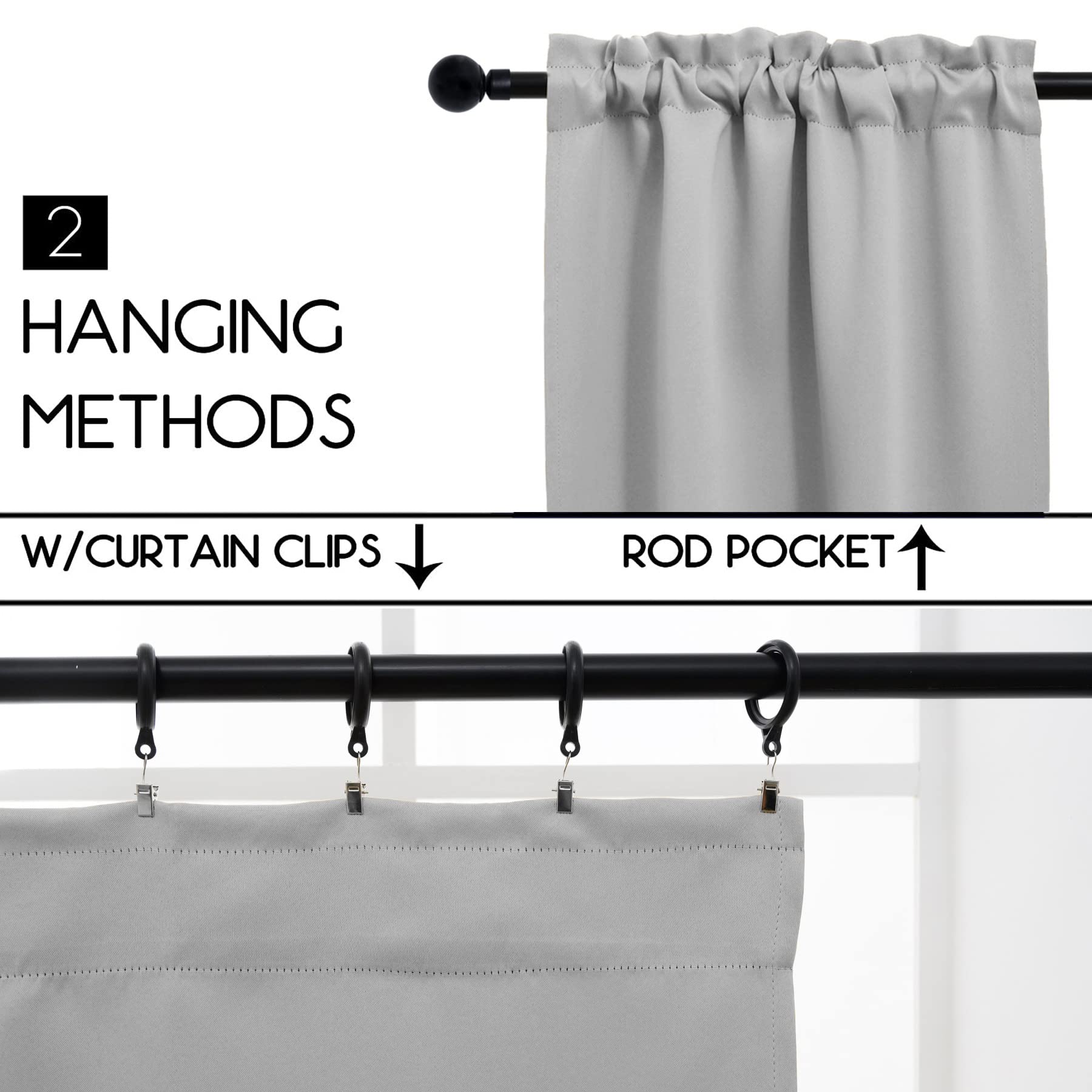 Light Grey Cafe Curtain (2 Count)