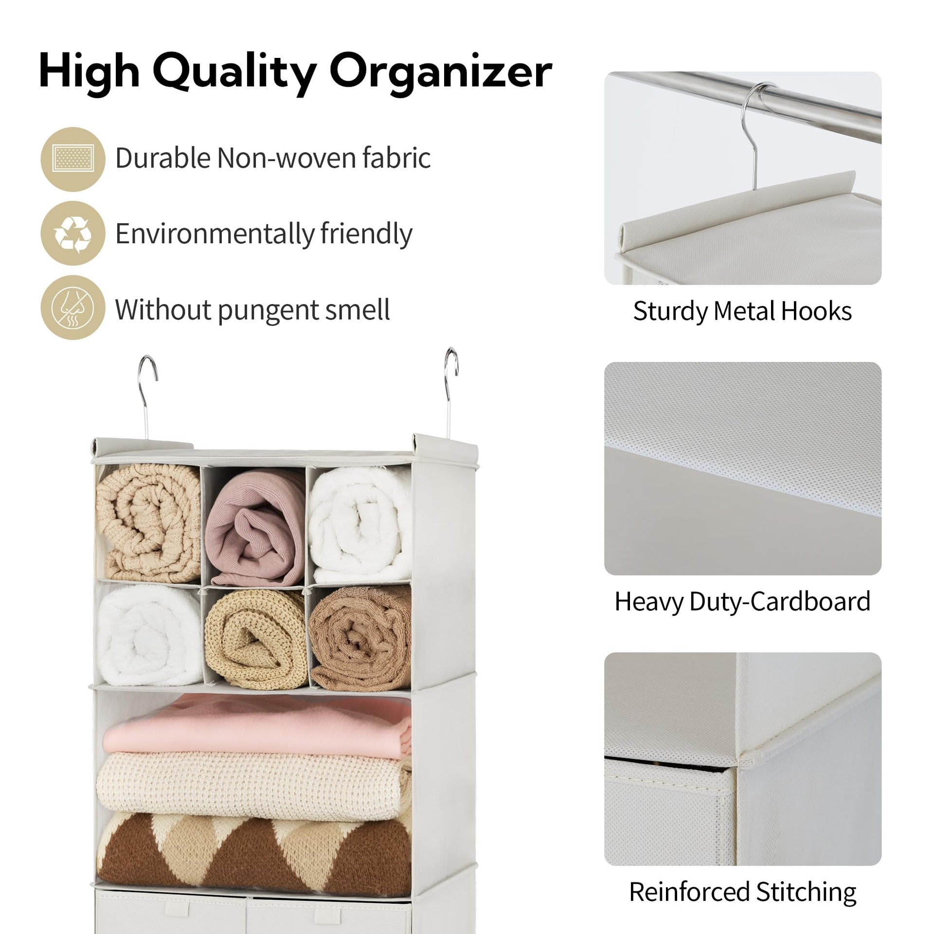 4 Shelf Hanging Closet Organizer with Drawer