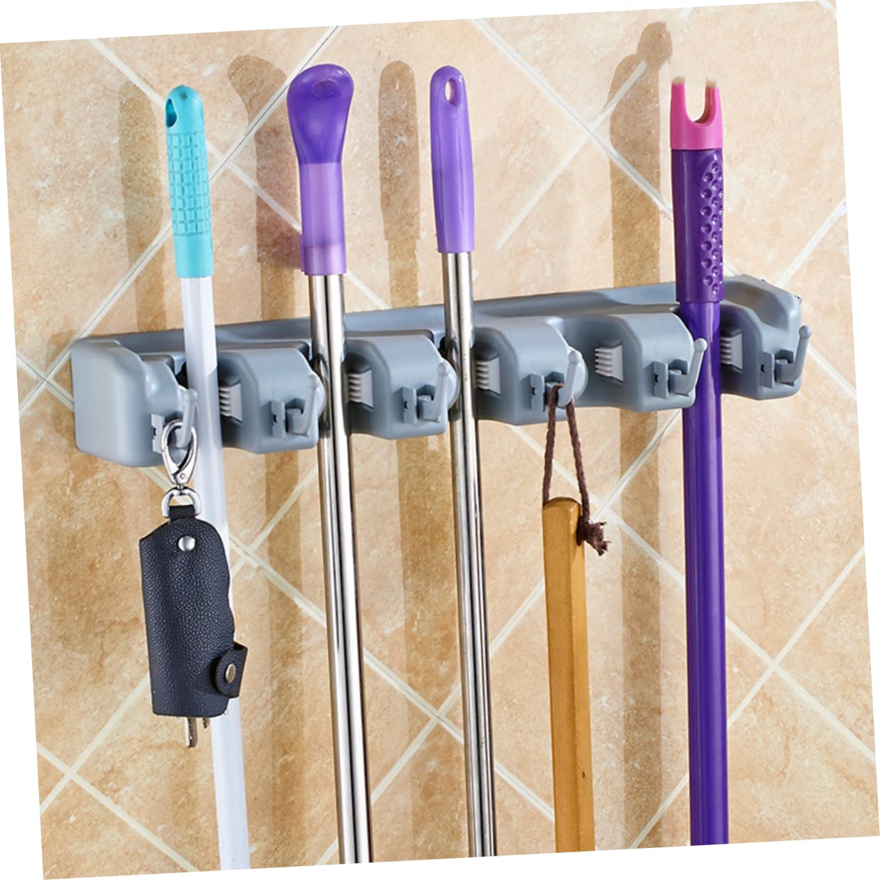 Brush Hanger Umbrella Wall Hanger Toiletries Organizer Preserved Flower Keychain Utensil Hanging Rack Hand Fans Storage Shelves Mop Holder Tool Organizer Deck Broom