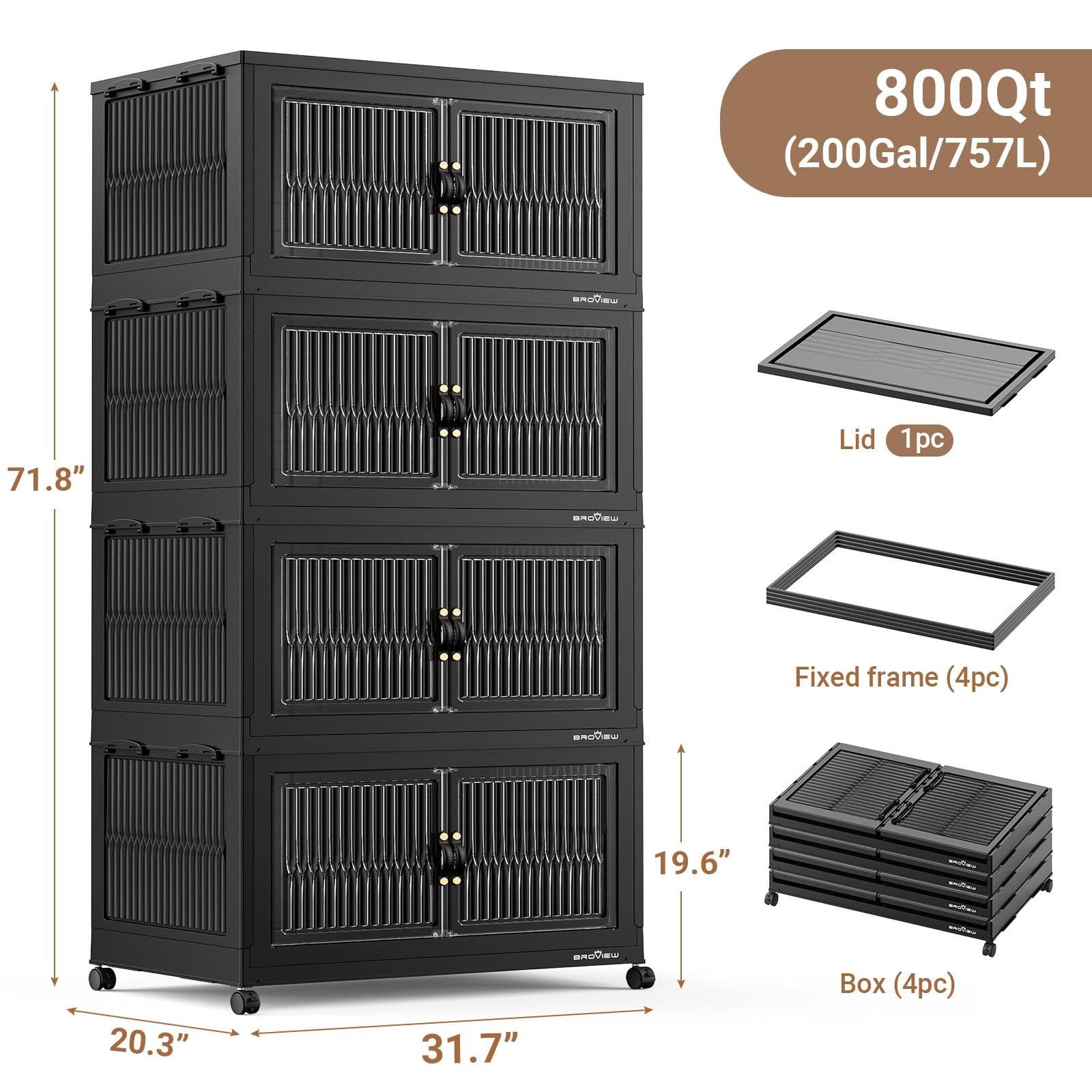 800Qt Extra Large Stackable Storage Bins with Lid (4 Count)