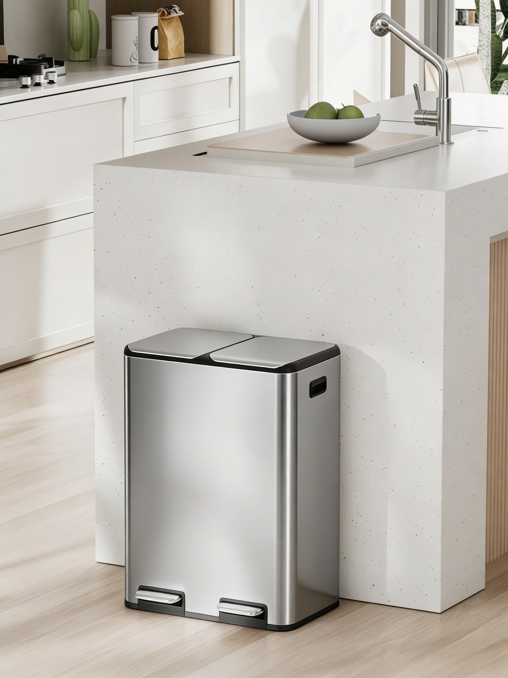 16Gal Dual Trash Can w (2 Count)