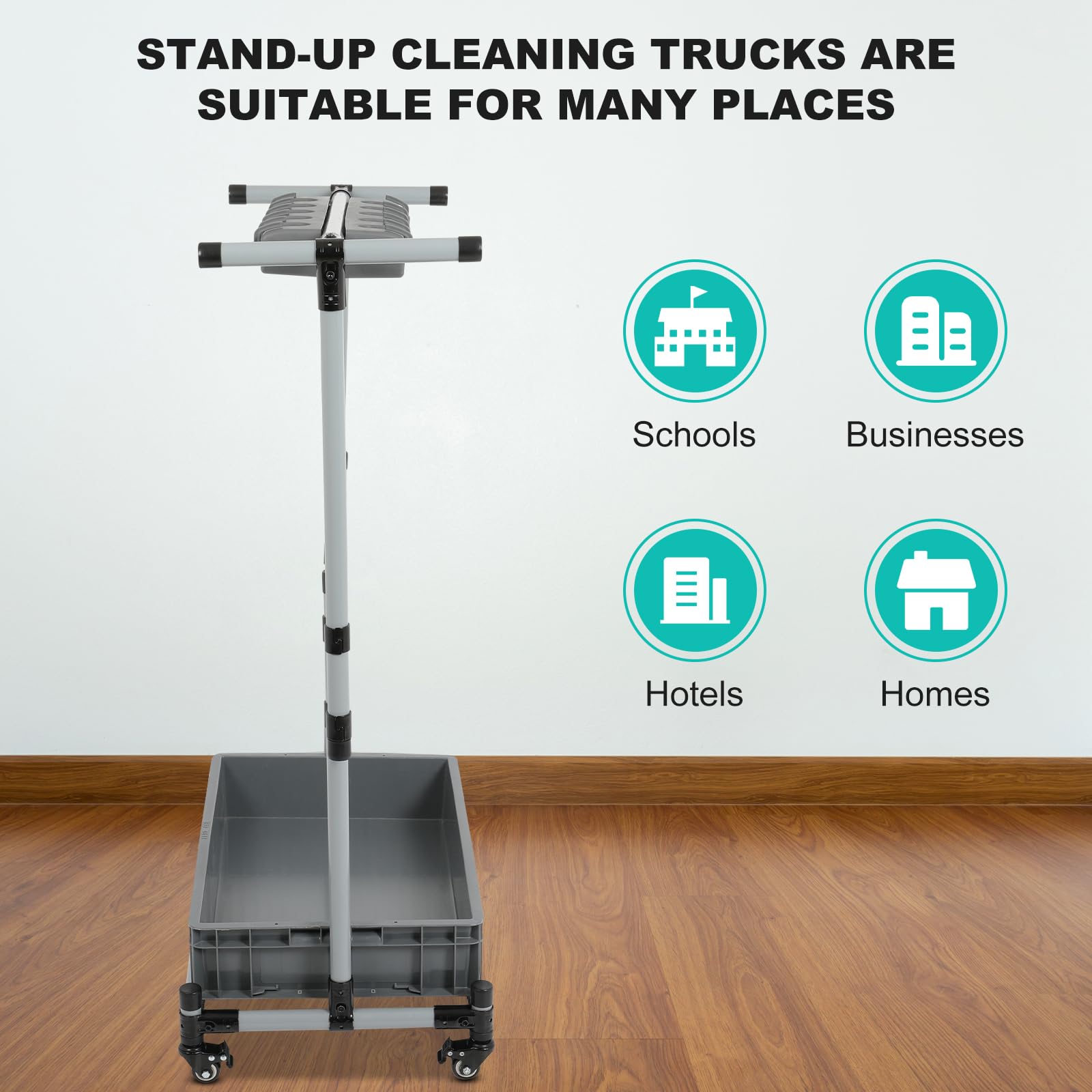 Rolling Cleaning Cart with Mop & Broom Organizer