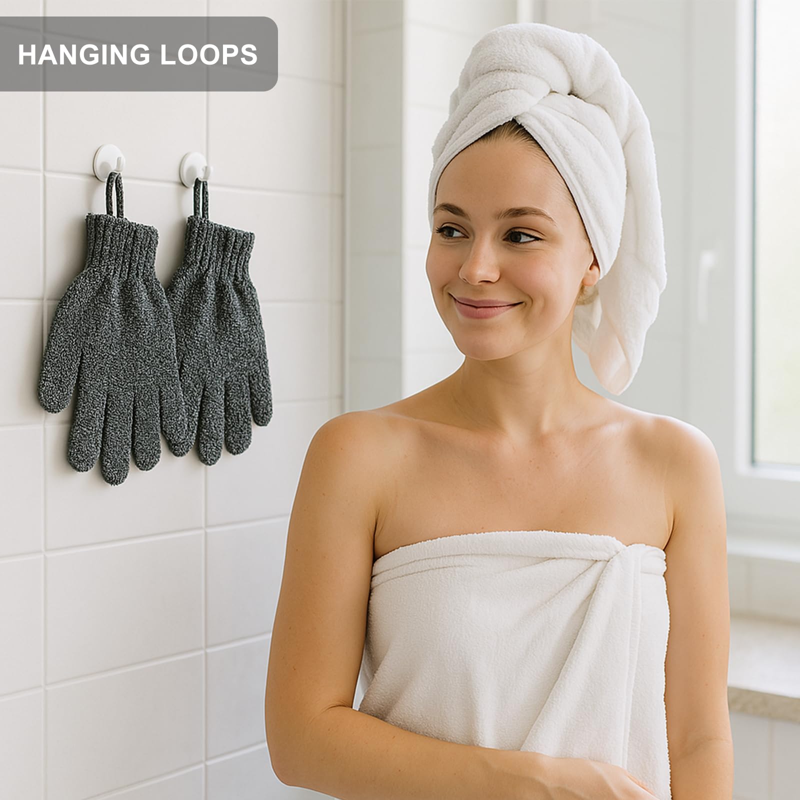 Bamboo Charcoal Exfoliating Gloves for Shower