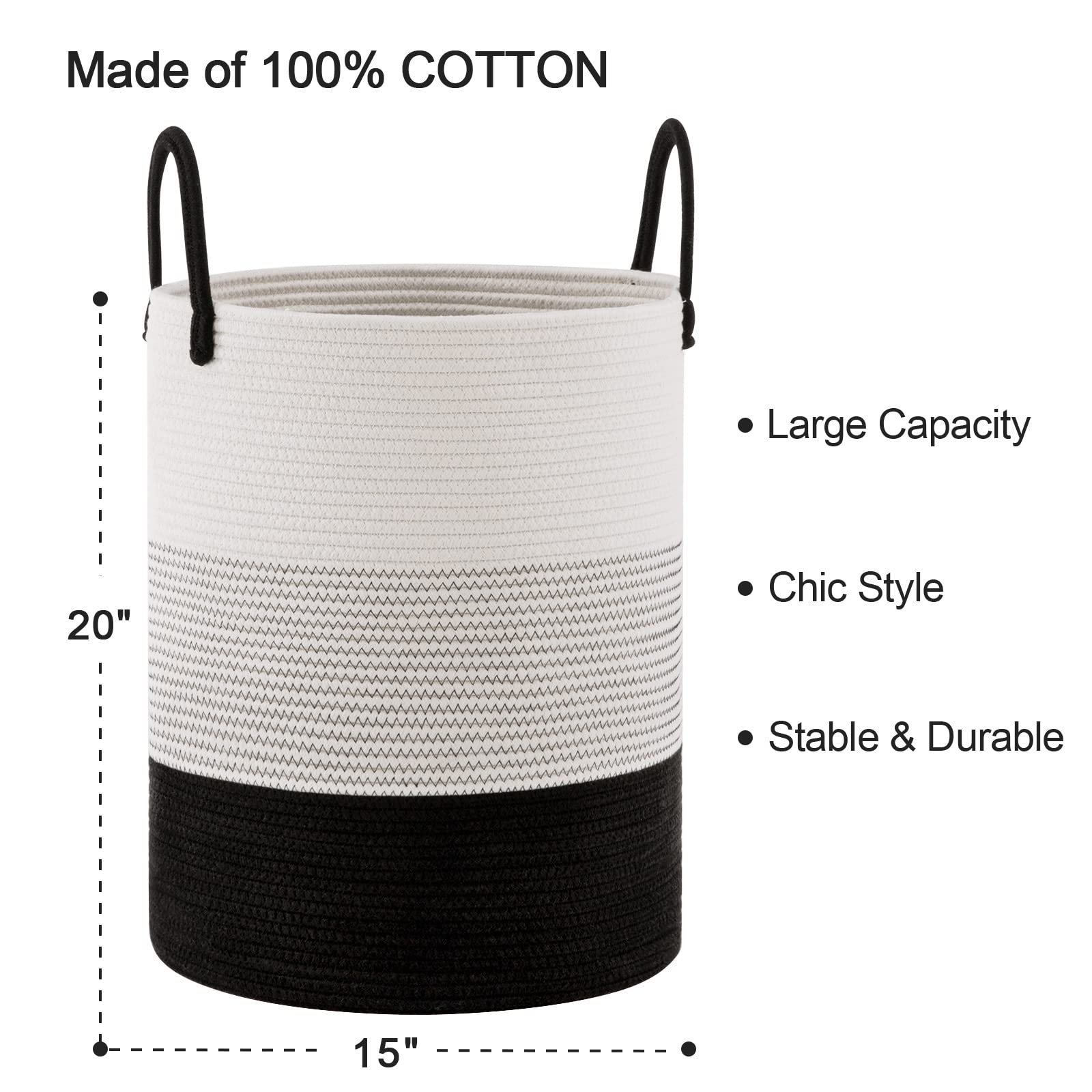 Woven Rope Laundry Hamper Basket by YOUDENOVA - ModHome Supplies