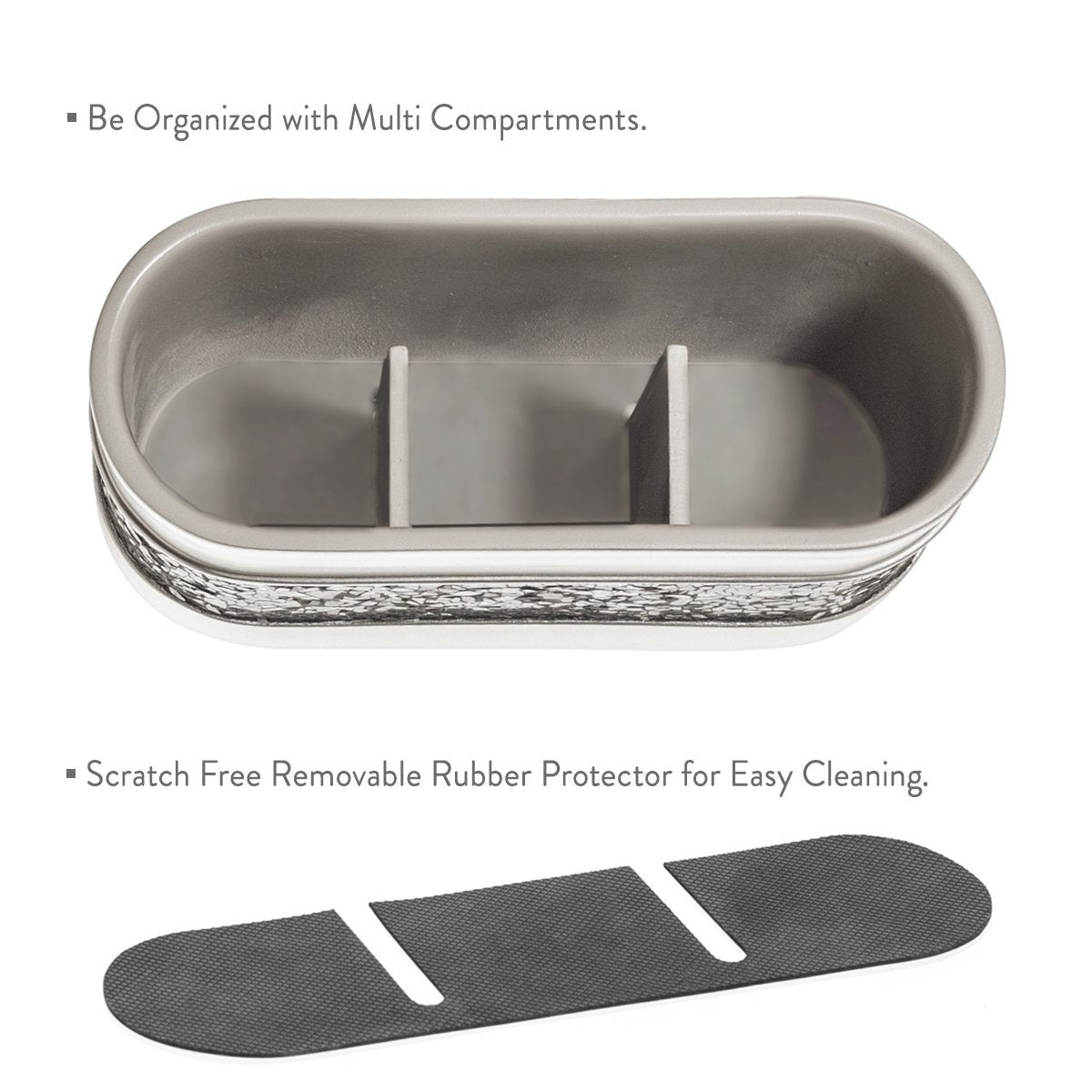 Crackled Glass Silver Toothbrush and Toothpaste Holder for Bathroom