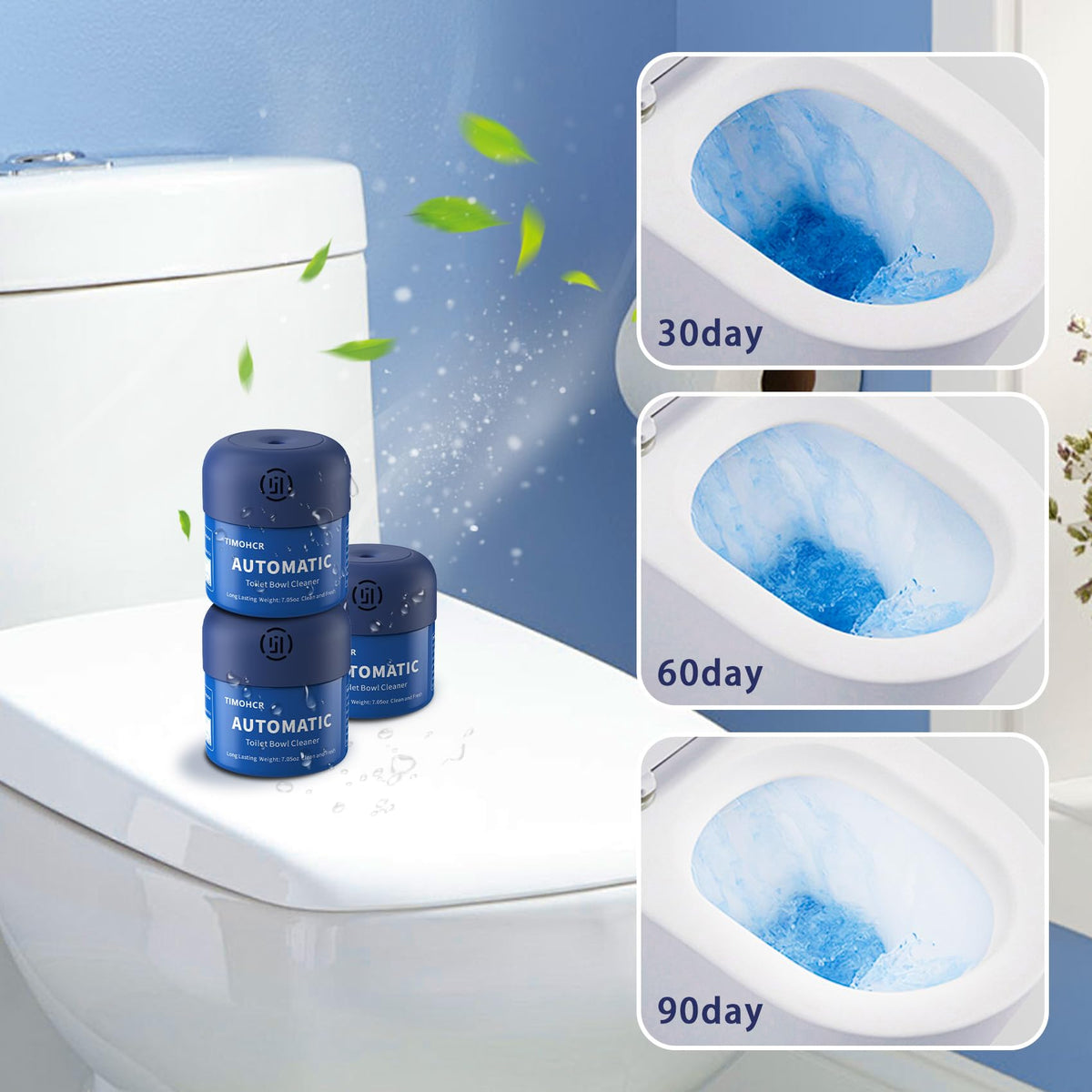 Automatic Toilet Bowl Cleaner 3 Bottles Eucalyptus Long lasting (21.2 Fl Oz)