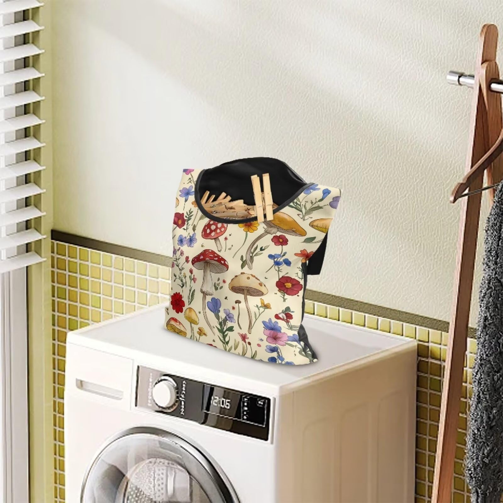 Mushroom Clothespin Bag with Hanging Hook
