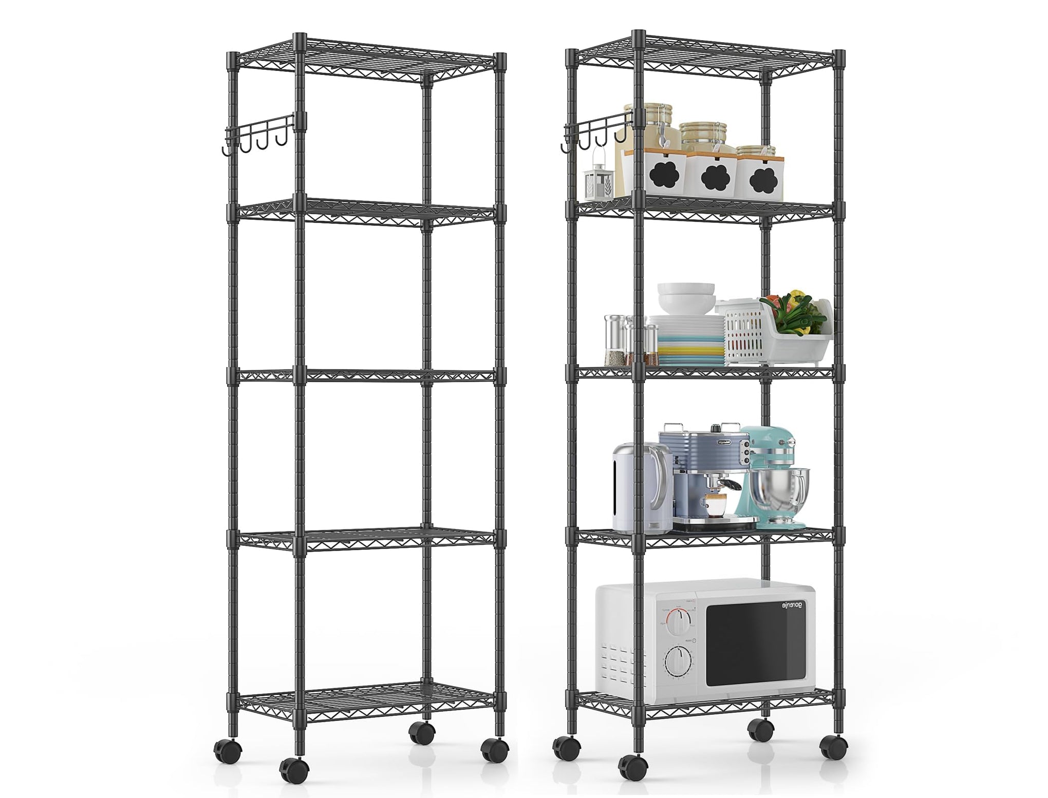 5 Tier Wire Shelving Unit on Wheels (5 Count)