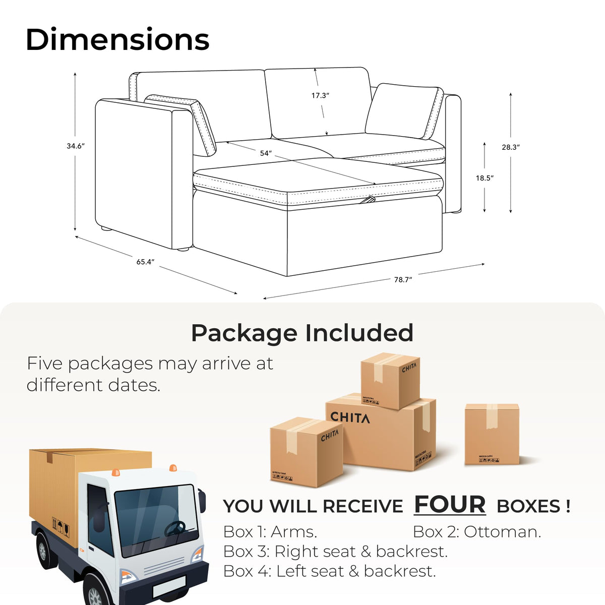 78" Modular Sectional Sofa (3 Count)