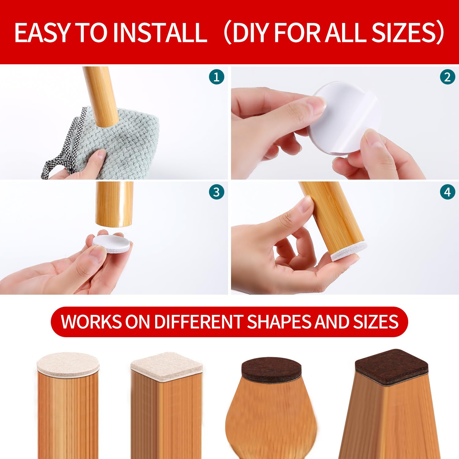 407Pcs Felt Chair Leg Pads Floor Protectors for Hardwoods Floors