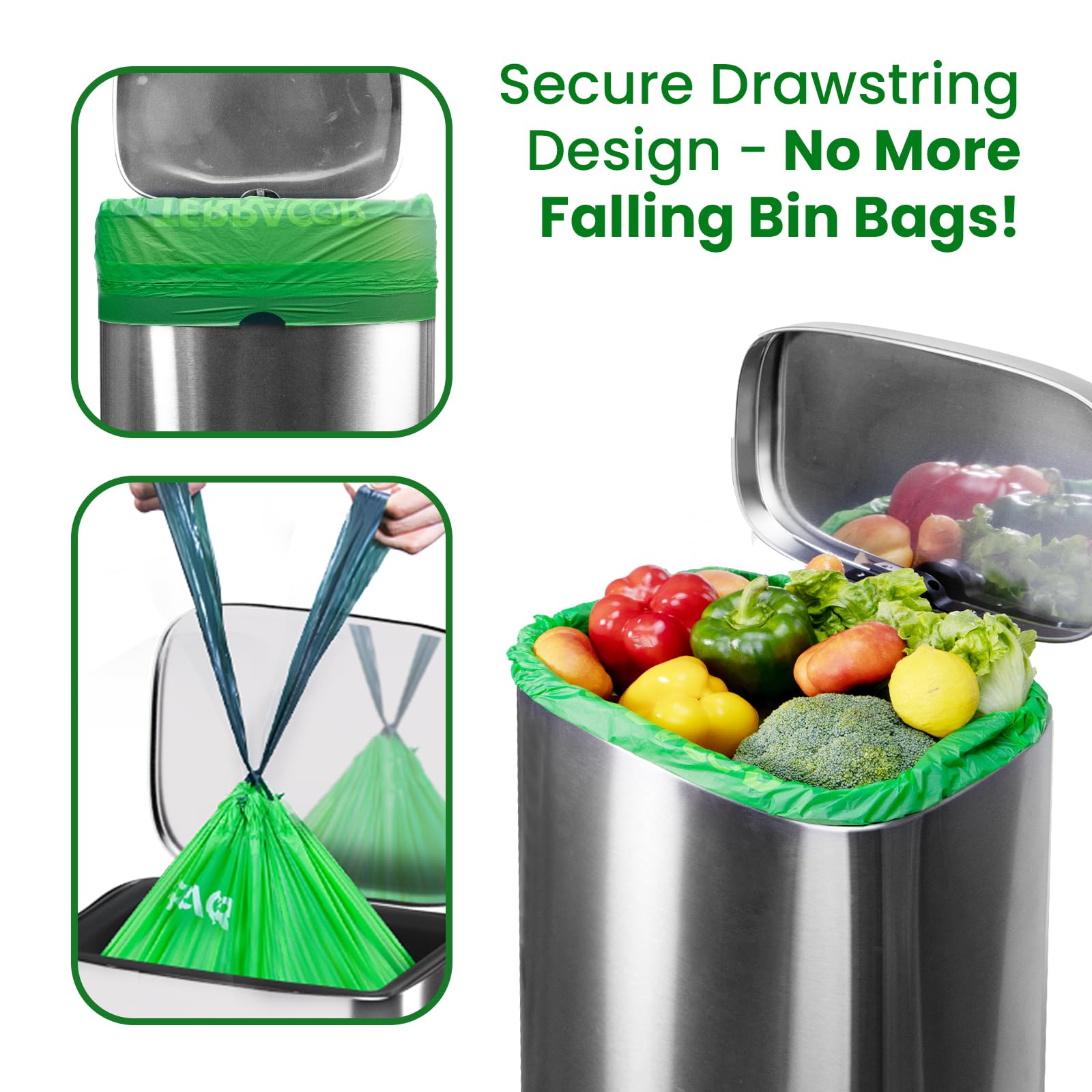 13 Gallon Compostable Trash Bags Drawstring (35 Count)