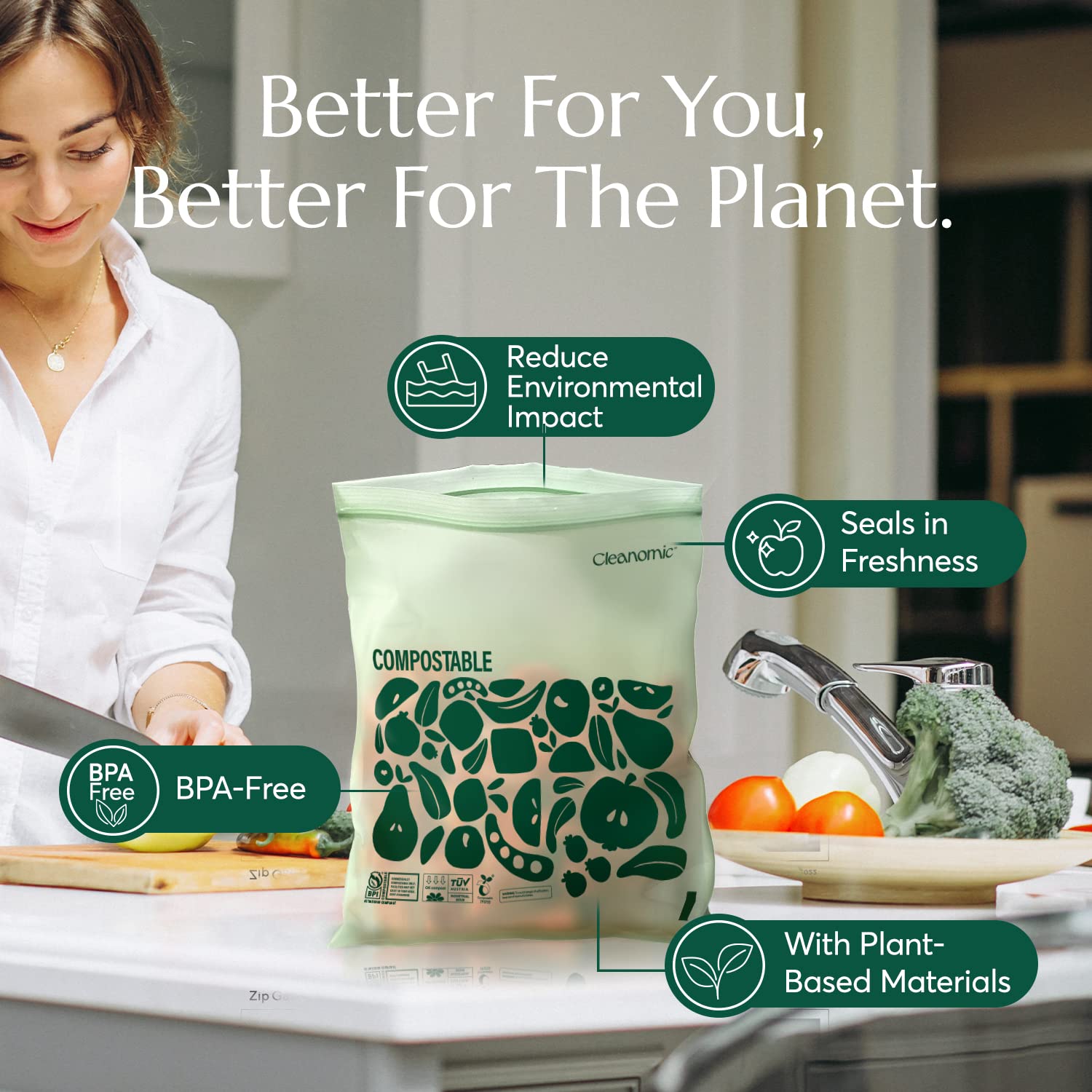 Compostable* Gallon Size Food Storage Bags (25 Count)