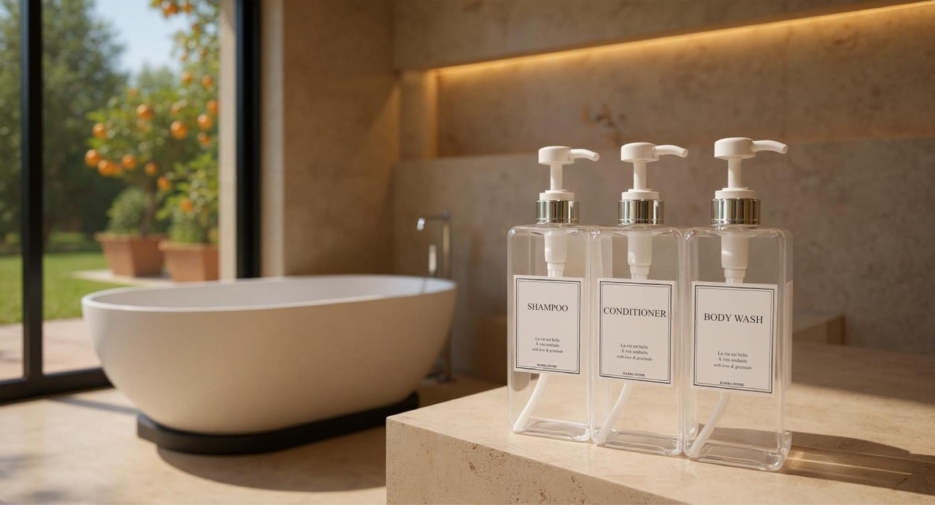 Modern Design Shampoo and Conditioner Dispenser (3 Count)