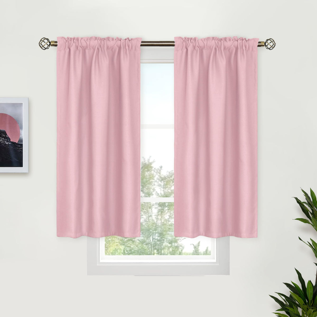 Light Pink Room Darkening Curtains 45 Inches Long (2 Count)