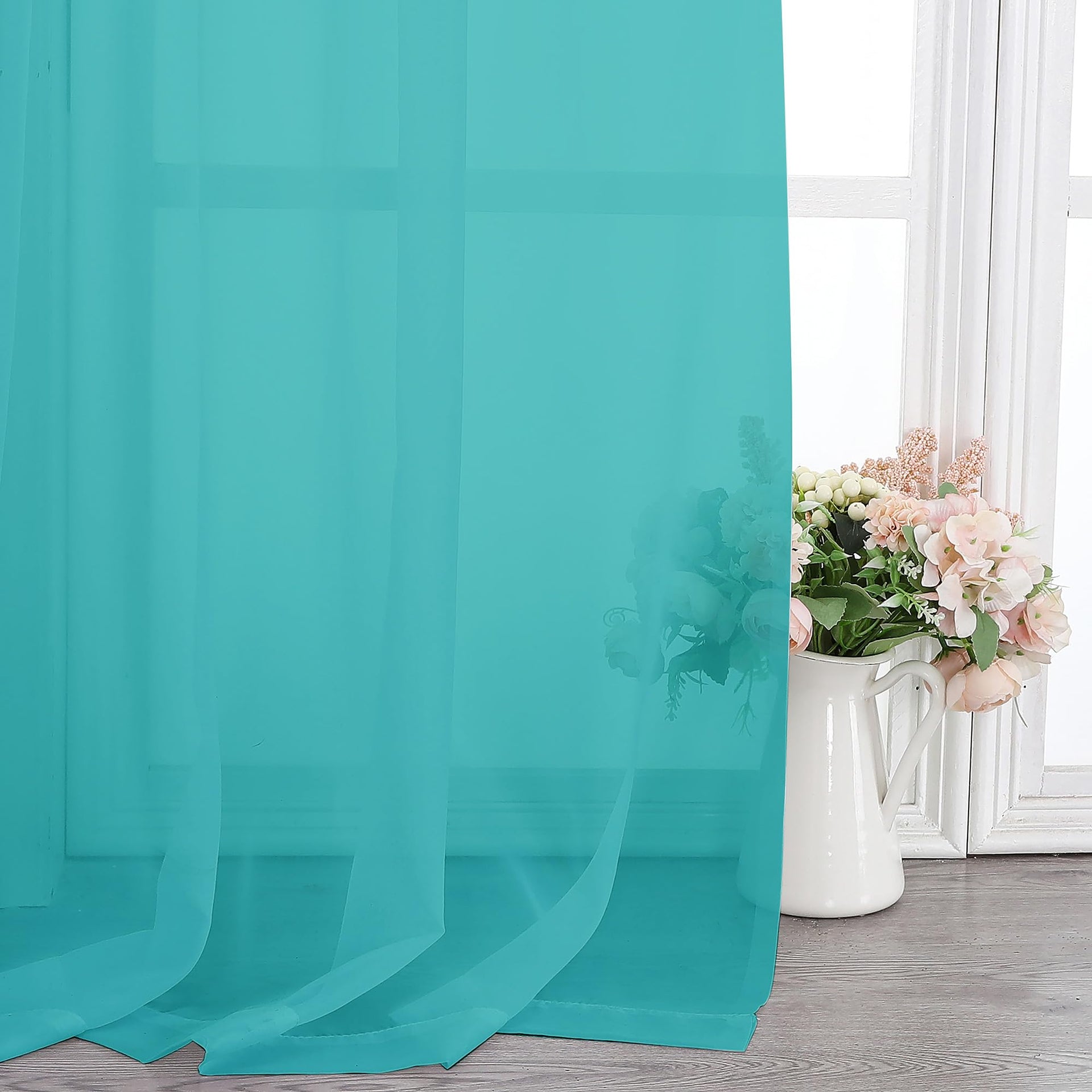 Turquoise Sheer Curtains 108 Inches Long (2 Count)