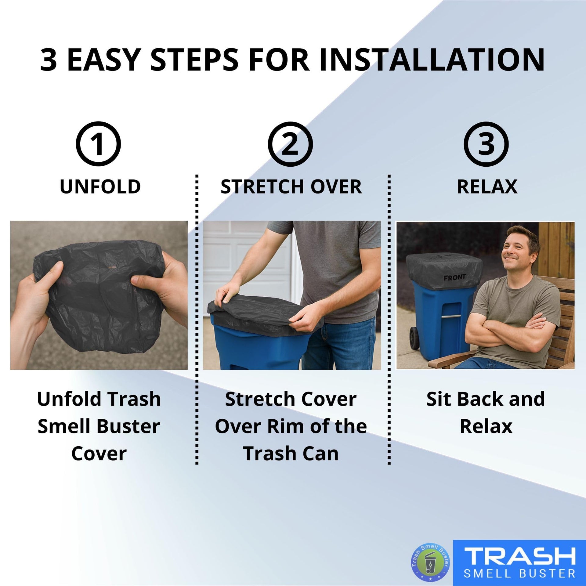Trash Can Smell Eliminator Cover Odor Eliminating Bag with Optional Straps Lemon Scented Durable Chemical Free 64 Gallon 2 Pack (2 Count)