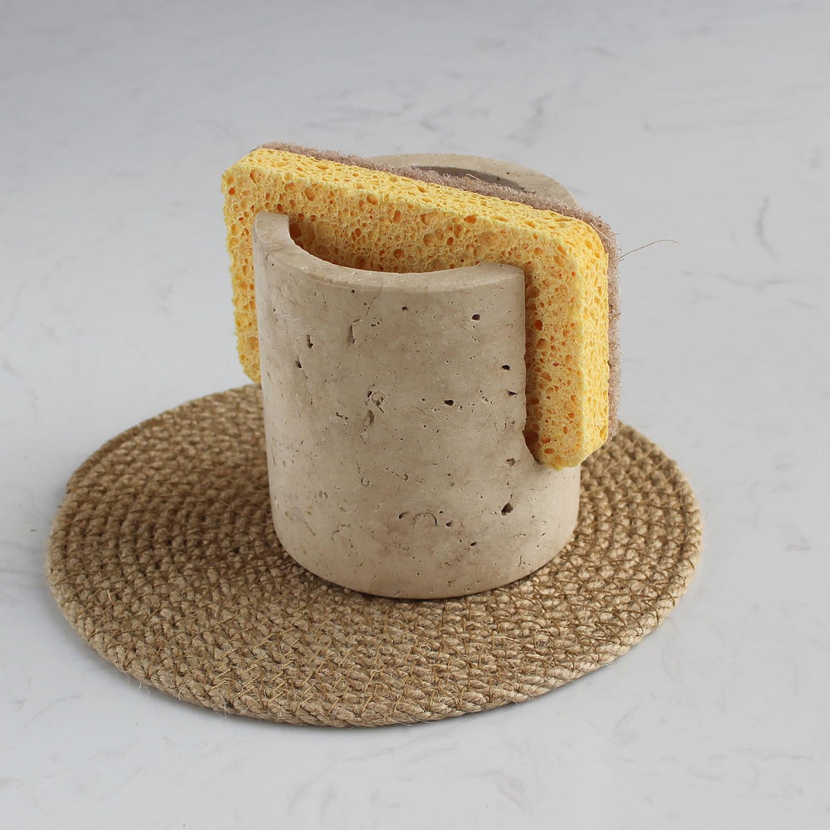 Natural Marble Travertine Sponge Holder for Kitchen Counter