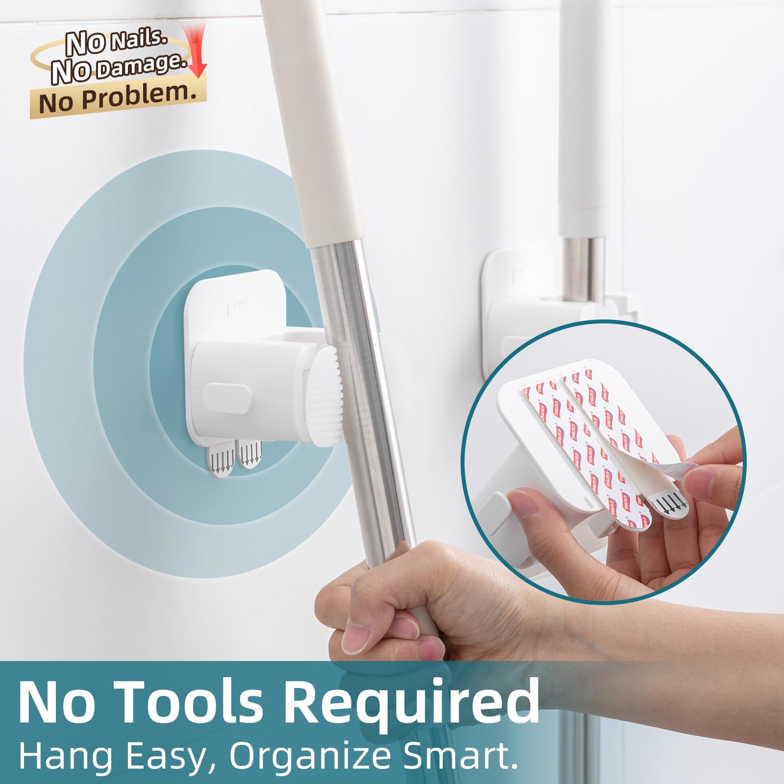 Mop and Broom Holder Wall Mount Grippers (3 Count)