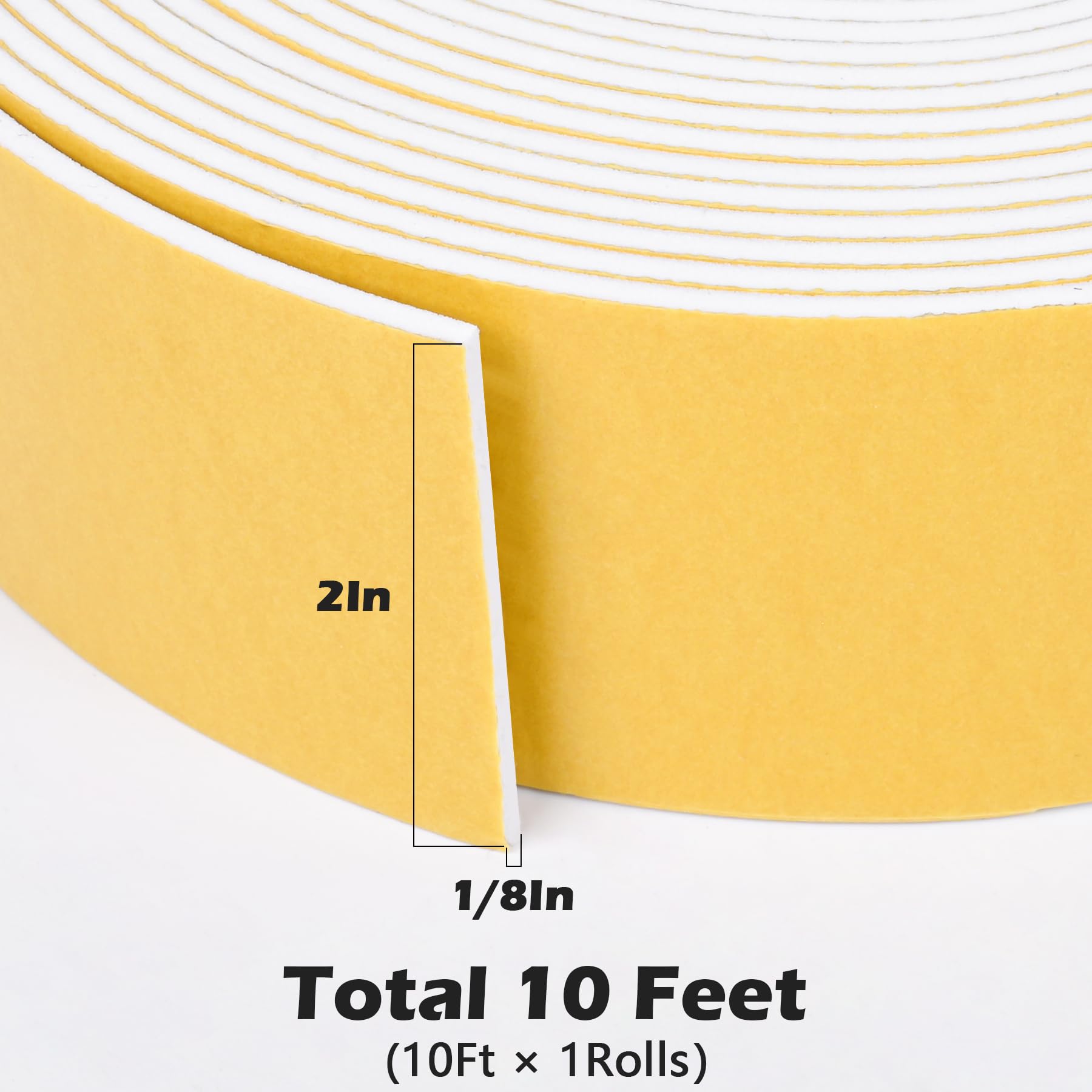 White Door Window Weather Stripping Self Adhesive Foam Tape High Density Foam Sealing Strip Window Insulation Weatherproof Gasket Tape for Doors and Windows (10 Foot)