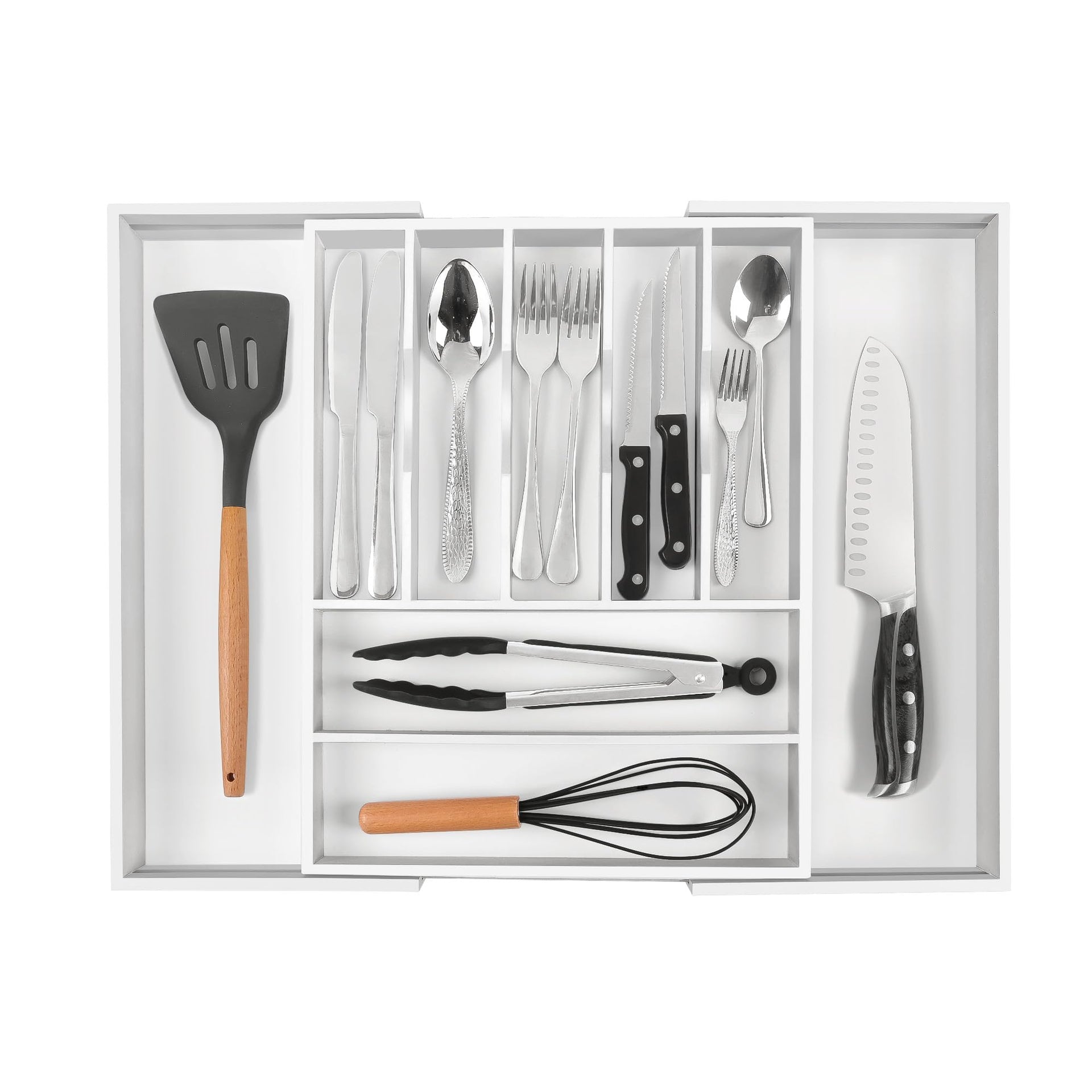 Large Premium Bamboo Silverware Organizer