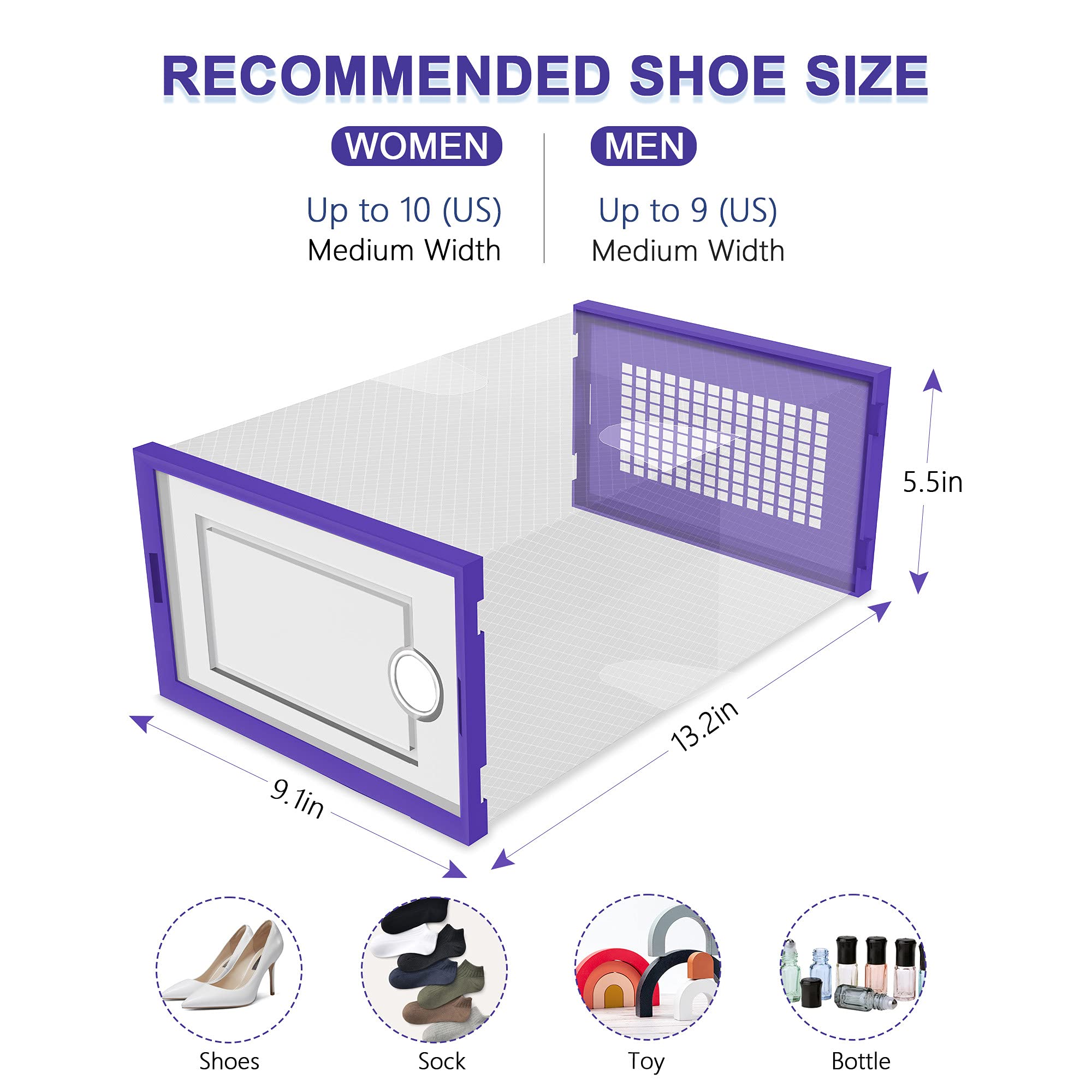 Large Shoe Organizers Storage Boxes for Closet (12 Count)