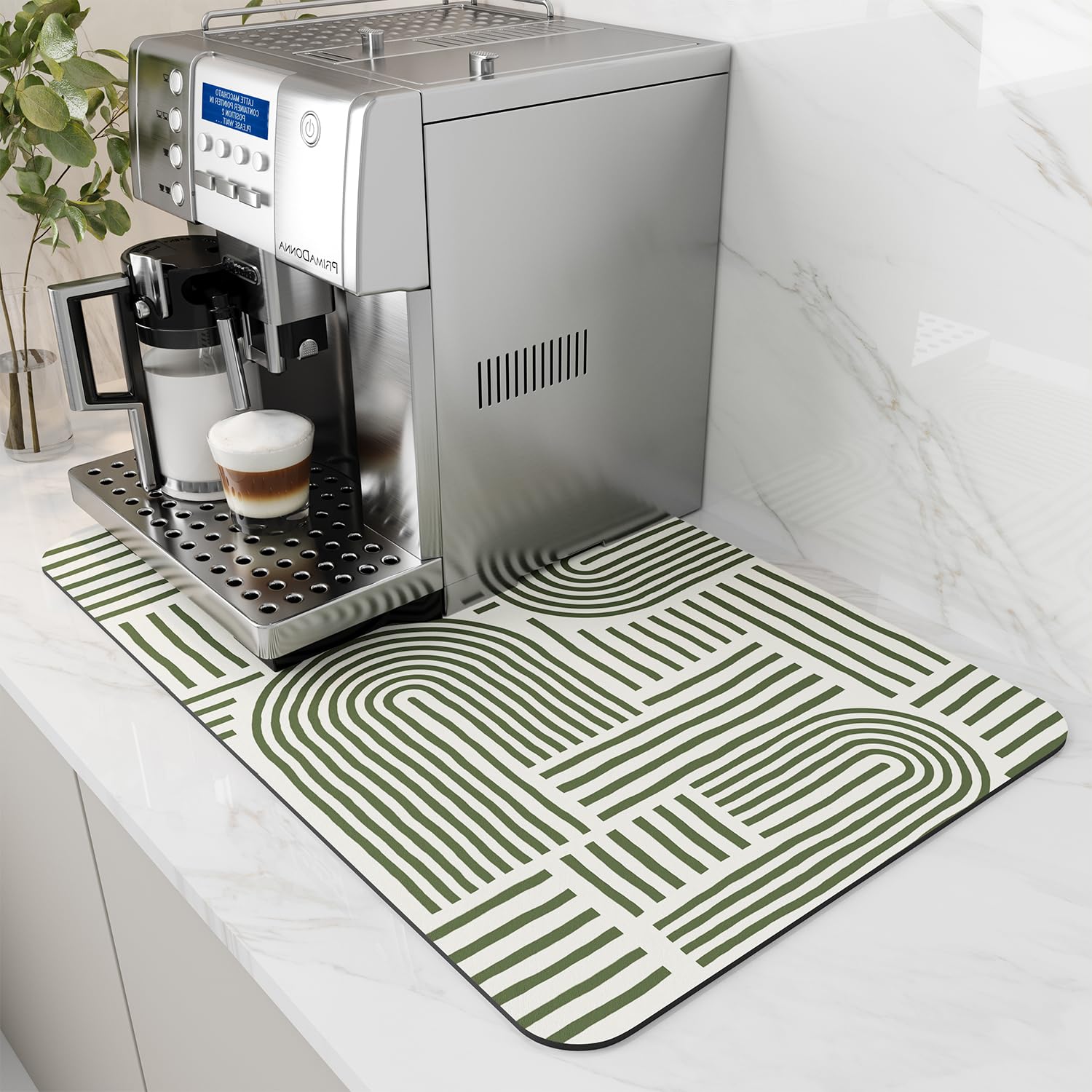 Coffee Mat Hide Stain Rubber Backed Absorbent Dish Drying Mat for Kitchen Counter