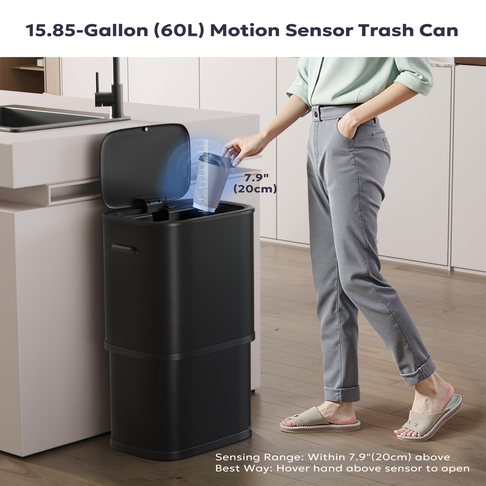 16 Gallon 60L Kitchen Trash Can