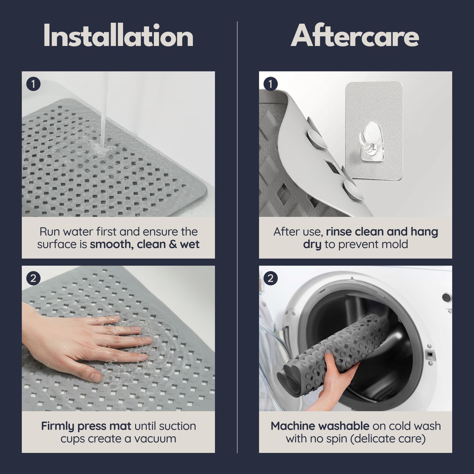 Square Shower Mat Non Slip Anti Mold 21x21 Anti Slip Shower Mat