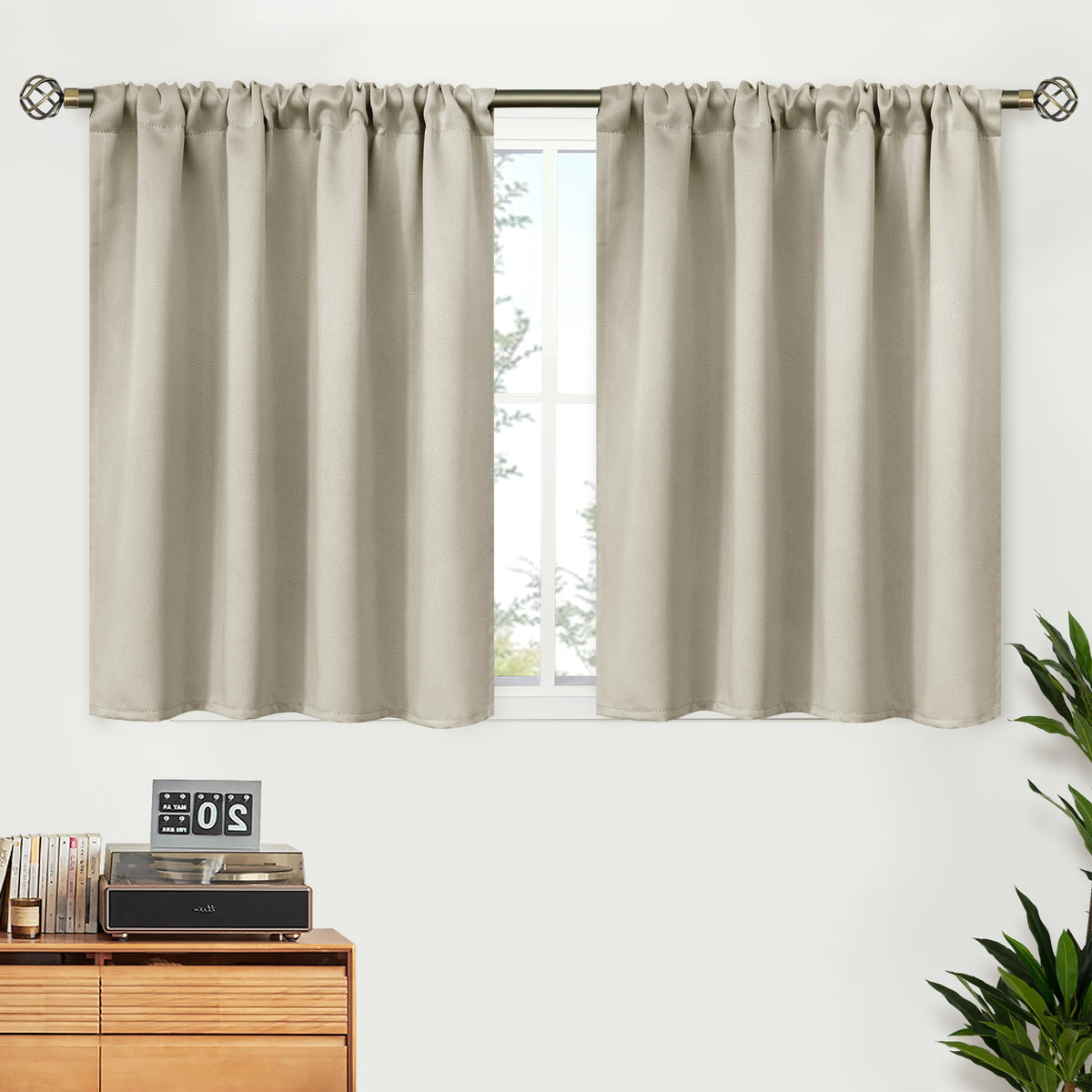 Short Blackout Curtains 36 Inches Length for Basement Kitchen (2 Count)