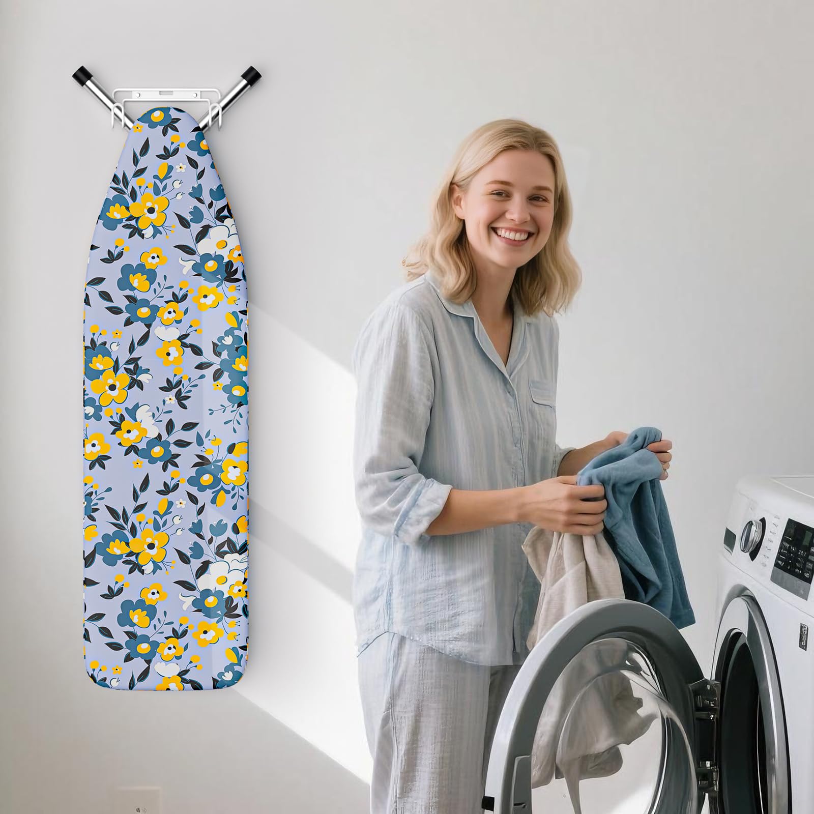 Over The Door & Wall Mount Ironing Board Hanger with Removable Hook
