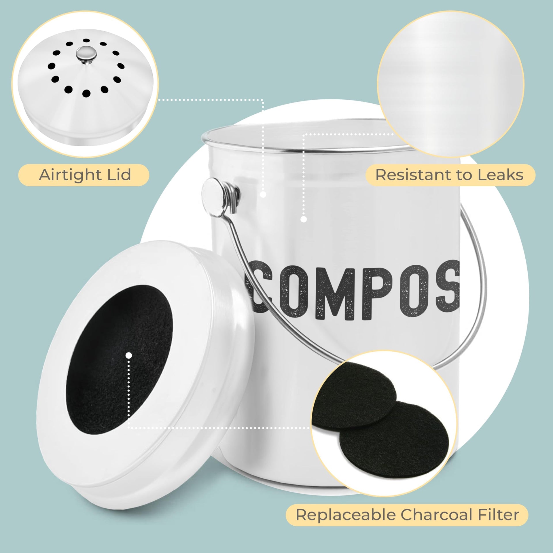 Kitchen Compost Bin for Kicthen Countertops