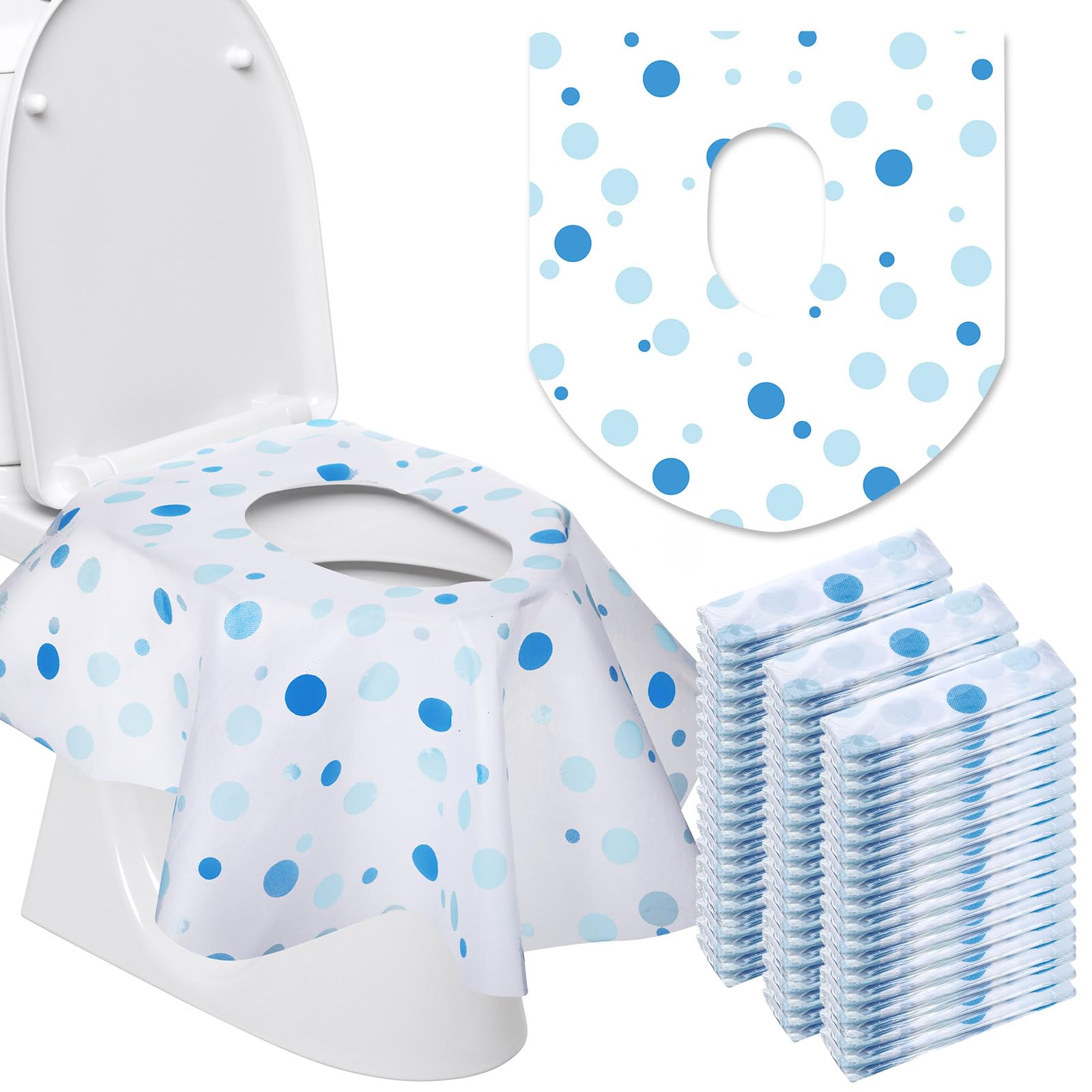 50 Packs Disposable Toilet Seat Covers Extra Large Individually Wrapped for Kids and Adults