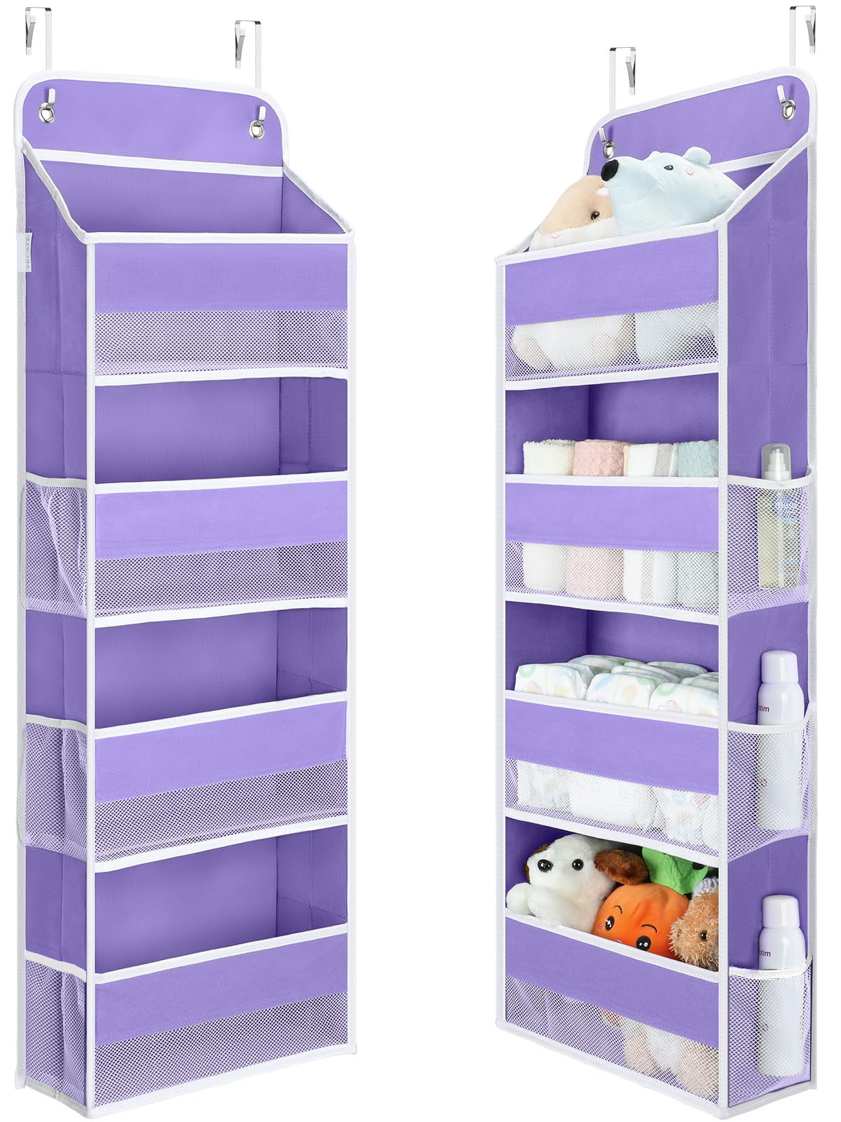 Over the Door Organizer forNursery Closet 35.2lbs Load Purple 4 Tier