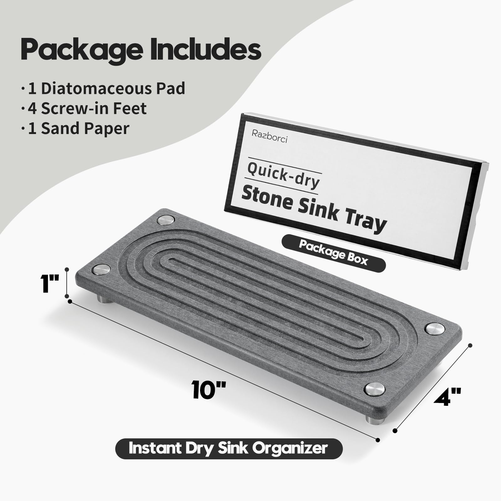 Water Absorbing Stone Sink Caddy Kitchen Sink Organizer Tray