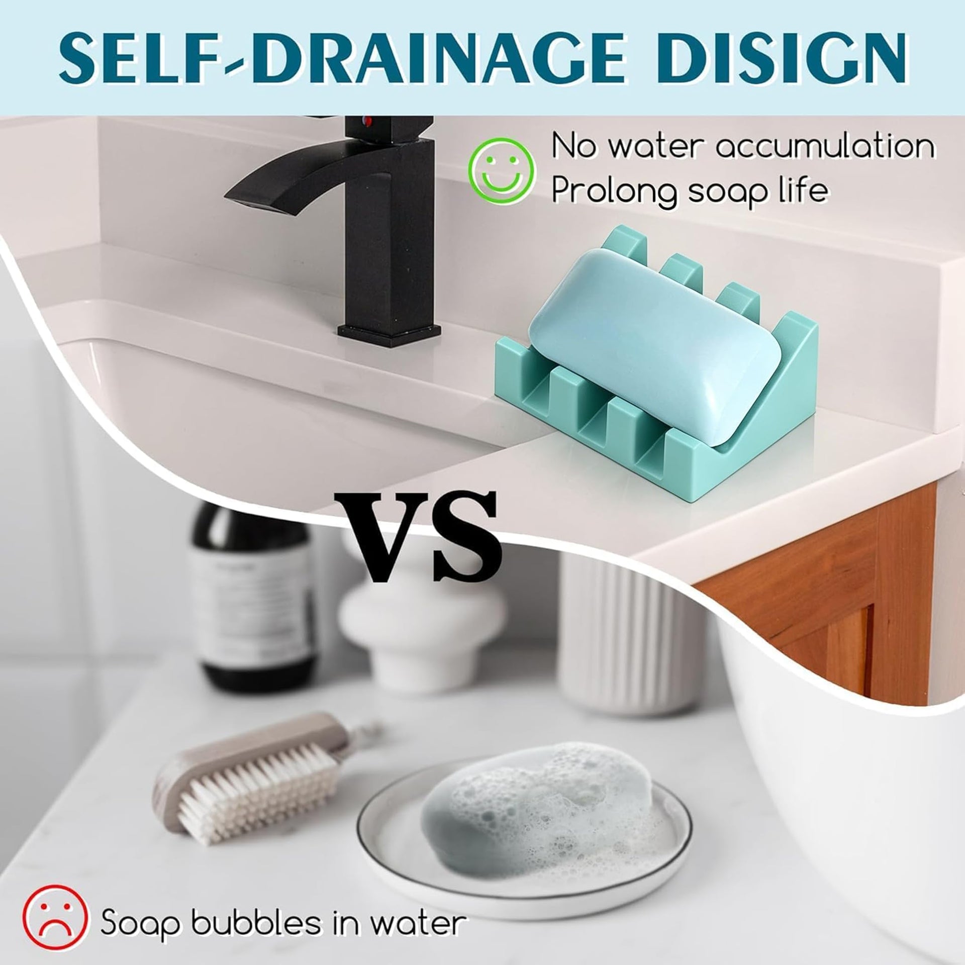 Silicone Soap Dish Self Draining with Suction Cups
