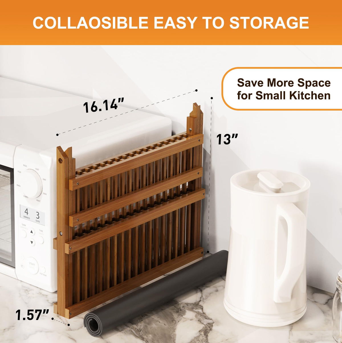 Teak Dish Drying Rack with Utensil Holder