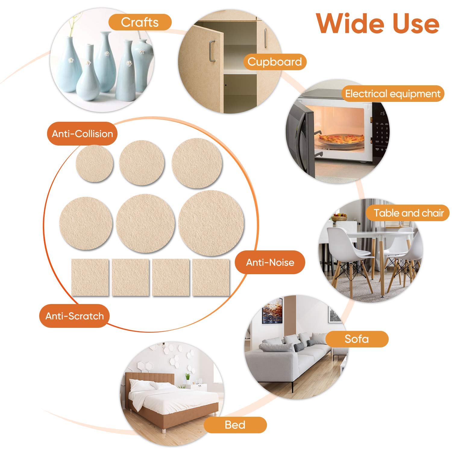 Furniture Pads 300 Pack Furniture Felt Pads for Hardwood Floors (300 Count)