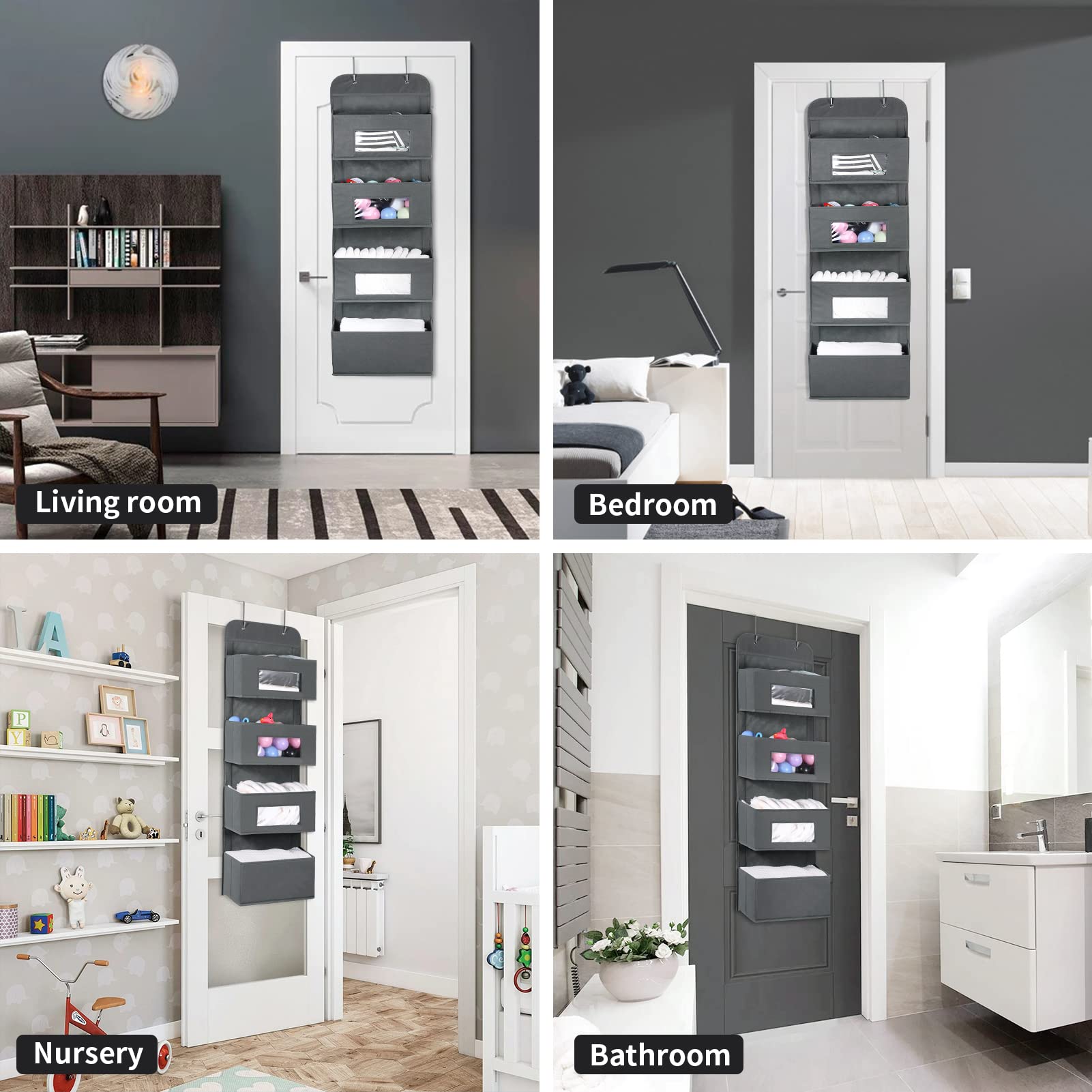 4 Shelf Over The Door Hanging Organizer with 2 Metal Hooks (4 Count)