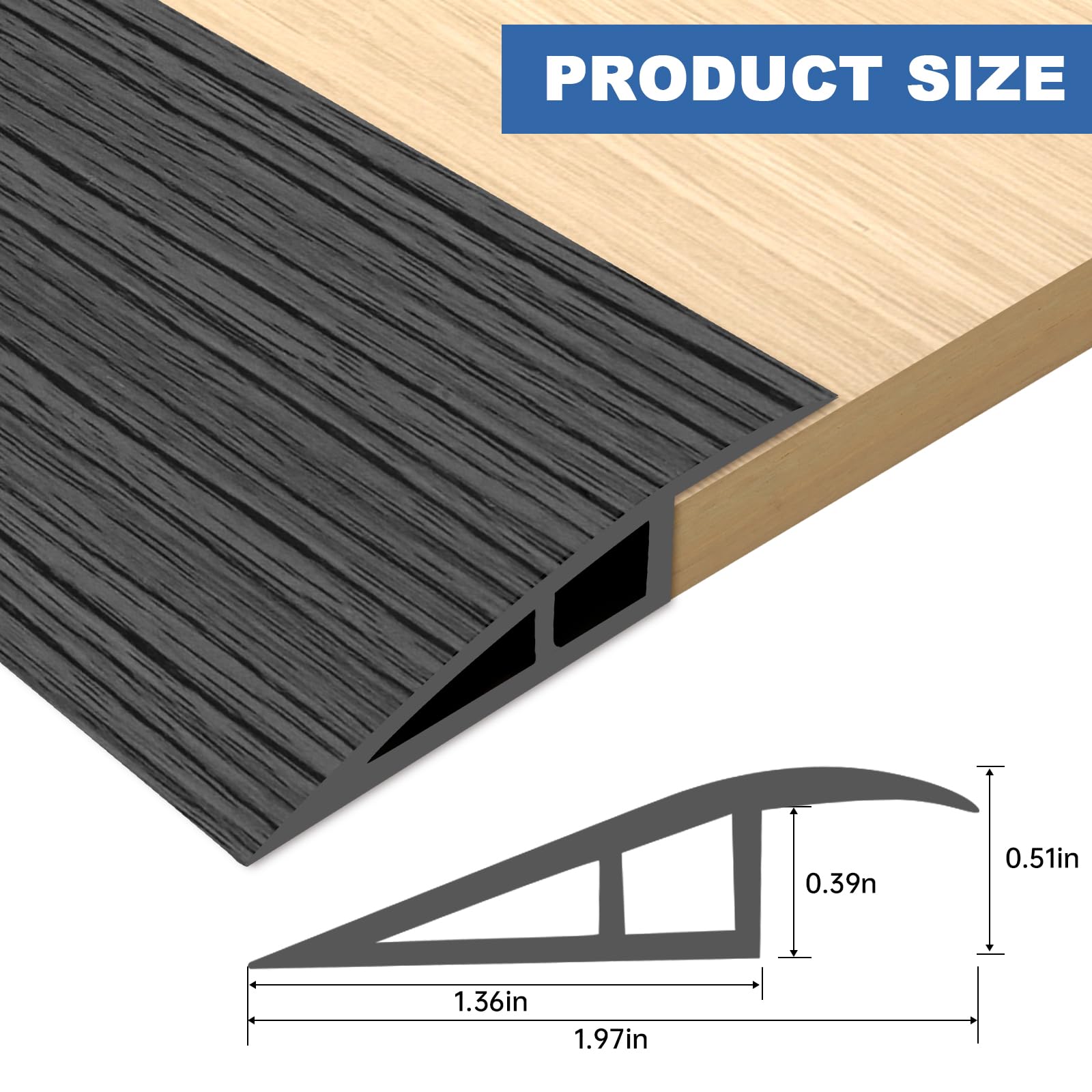 Vinyl Floor Transition Strip Self Adhesive Door Threshold Strip (3.3 Foot)