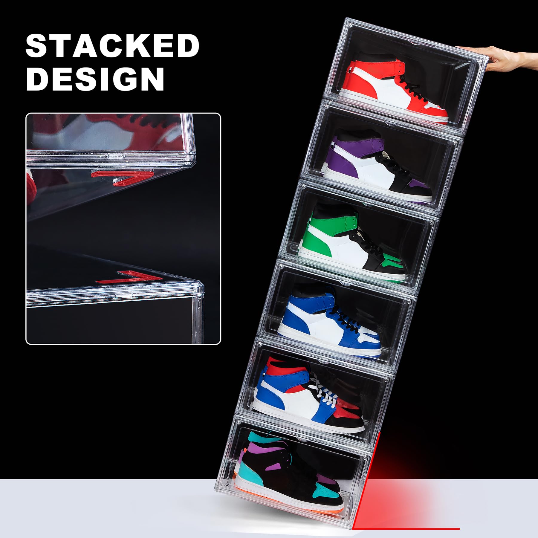 12 Pack Acrylic Shoe Boxes Side Open (12 Count)