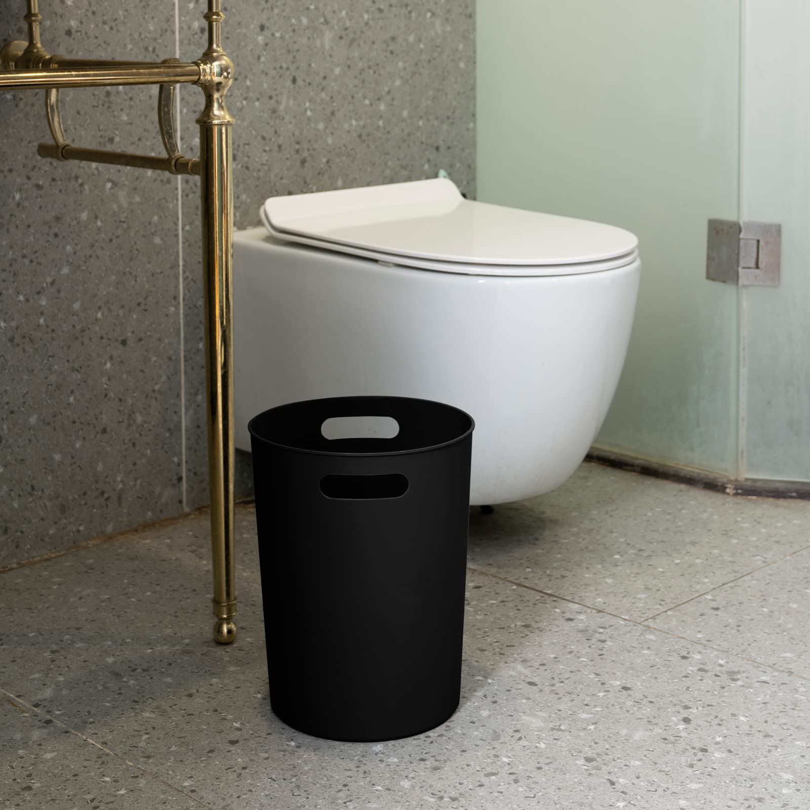 4 Pack Small Trash Can 3 Gallon Garbage Can Bathroom Bedroom Kitchen Black (4 Count)