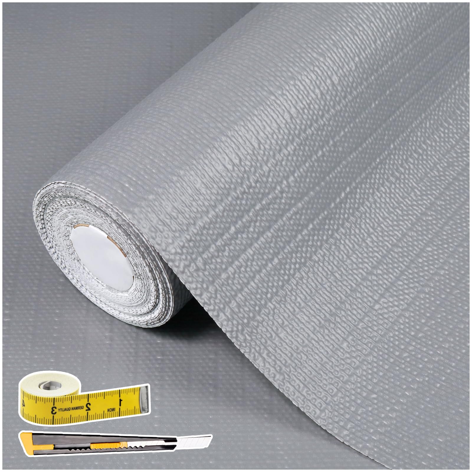 Shelf Liners for Kitchen Cabinets 23.6in x 30FT Non Adhesive Drawer Liner Grey Thickened Shelf Liner Paper Strong Non