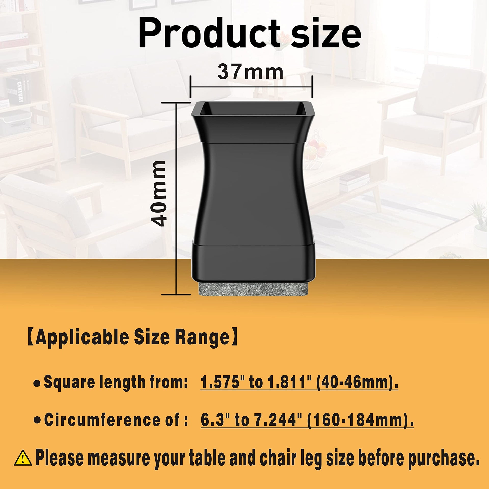 Square Chair Leg Protectors for Hardwood Floors (16 Count)