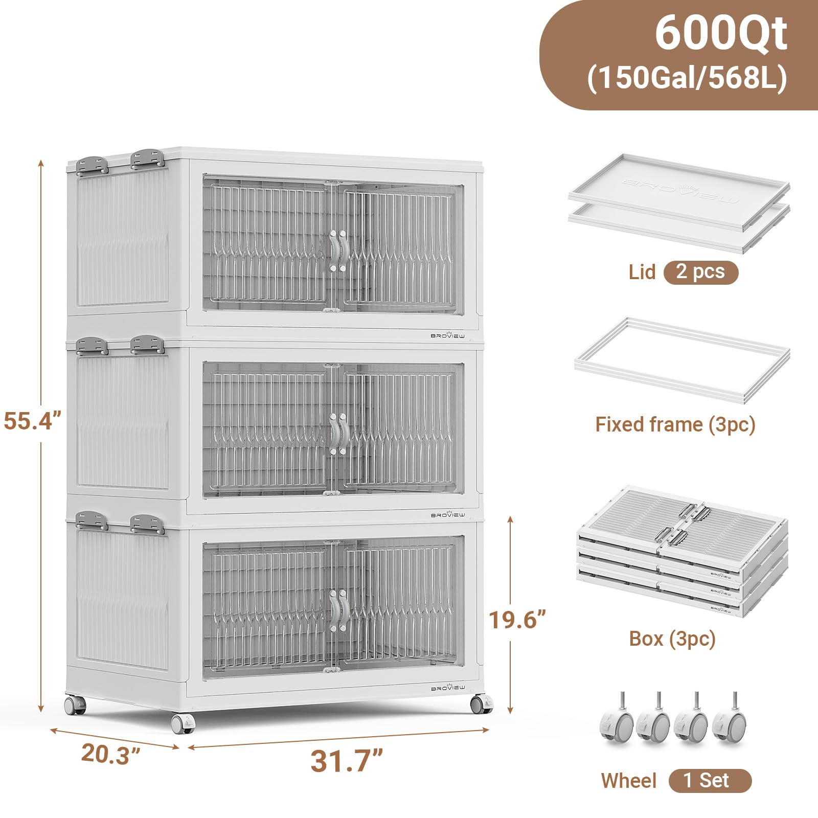 600Qt Extra Large Stackable Storage Bins with Lid (3 Count)